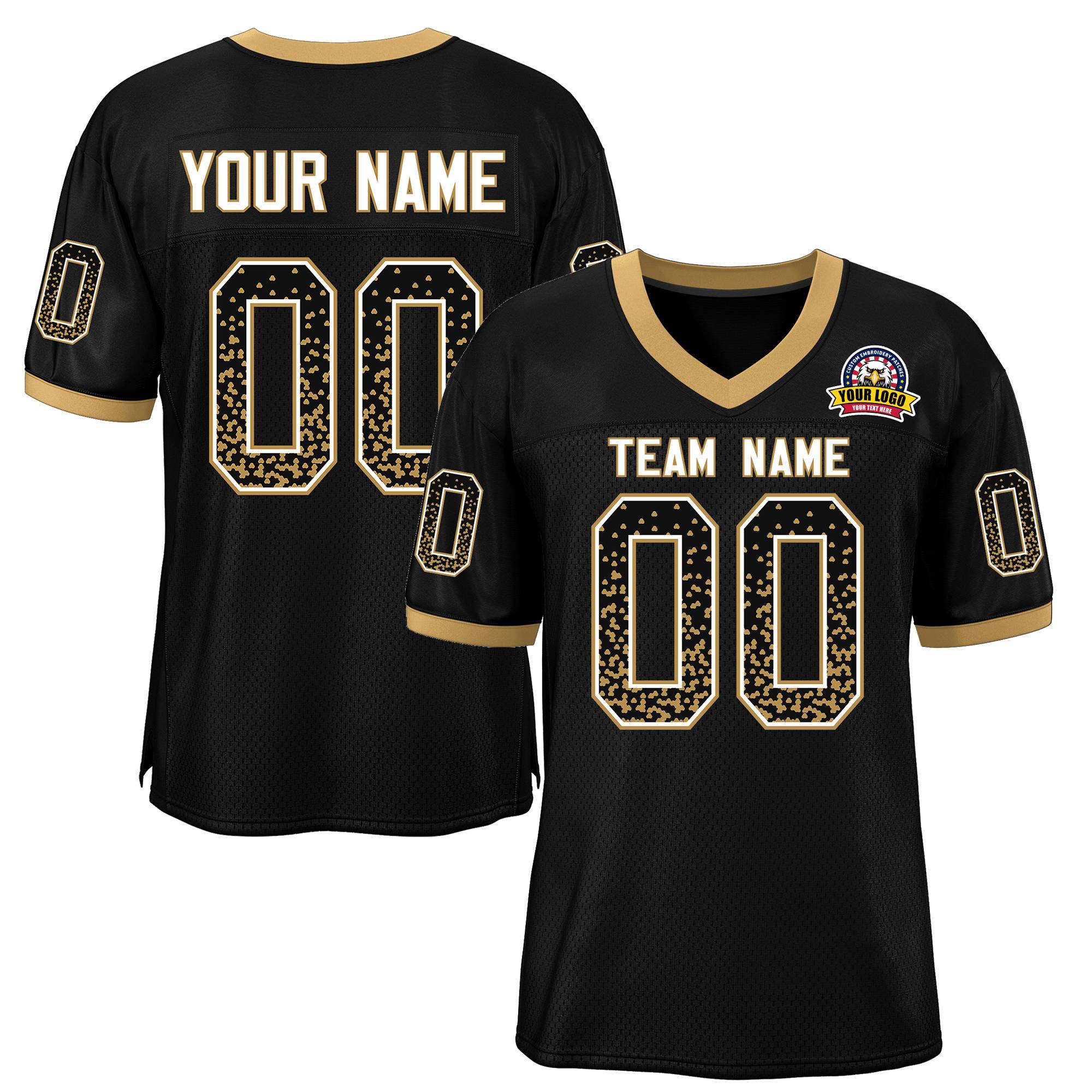 Custom Black White-Old Gold Drift Fashion Mesh Authentic American Football Jersey| KXKSHOP