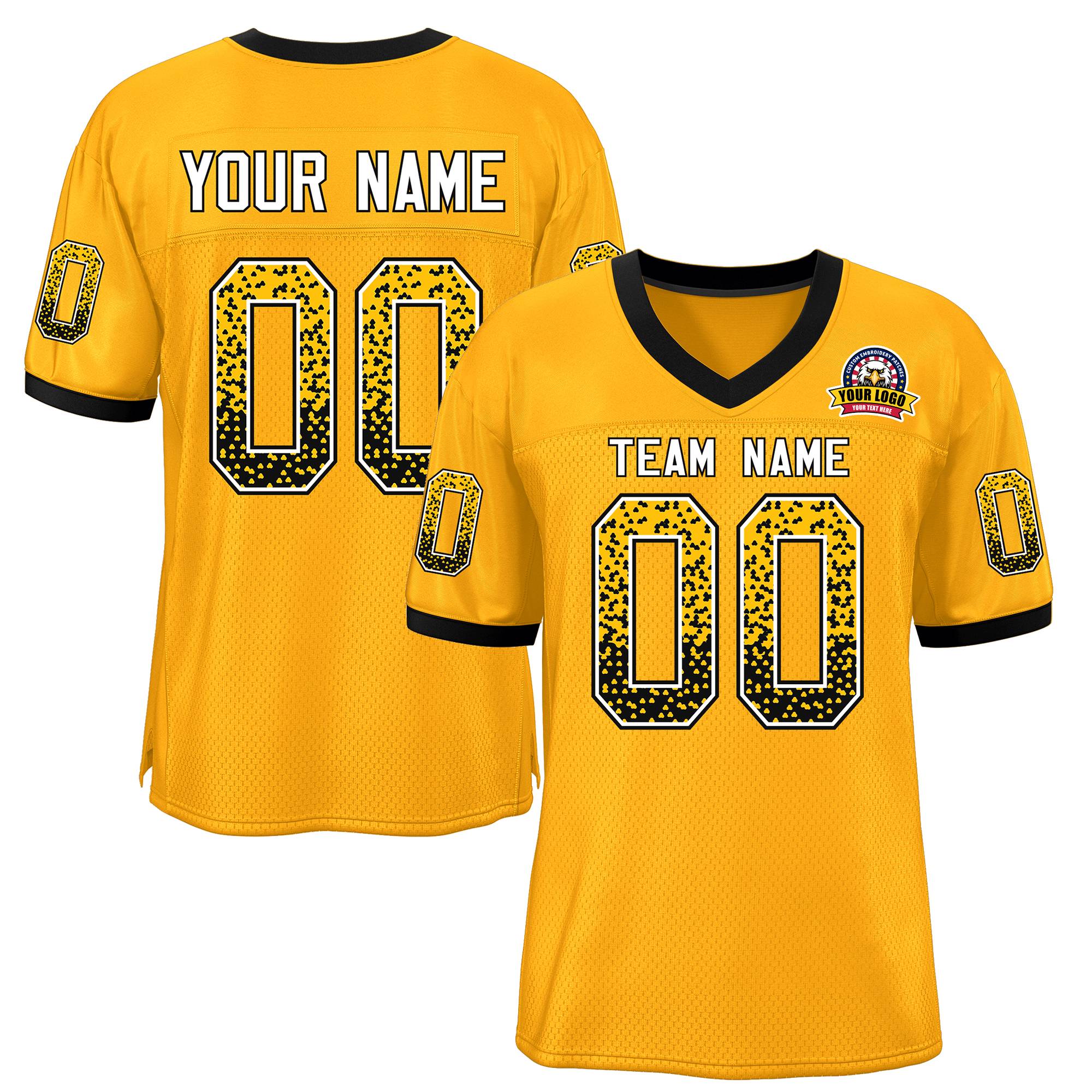 Custom Gold Black-White Drift Fashion Mesh Authentic American Football Jersey| KXKSHOP