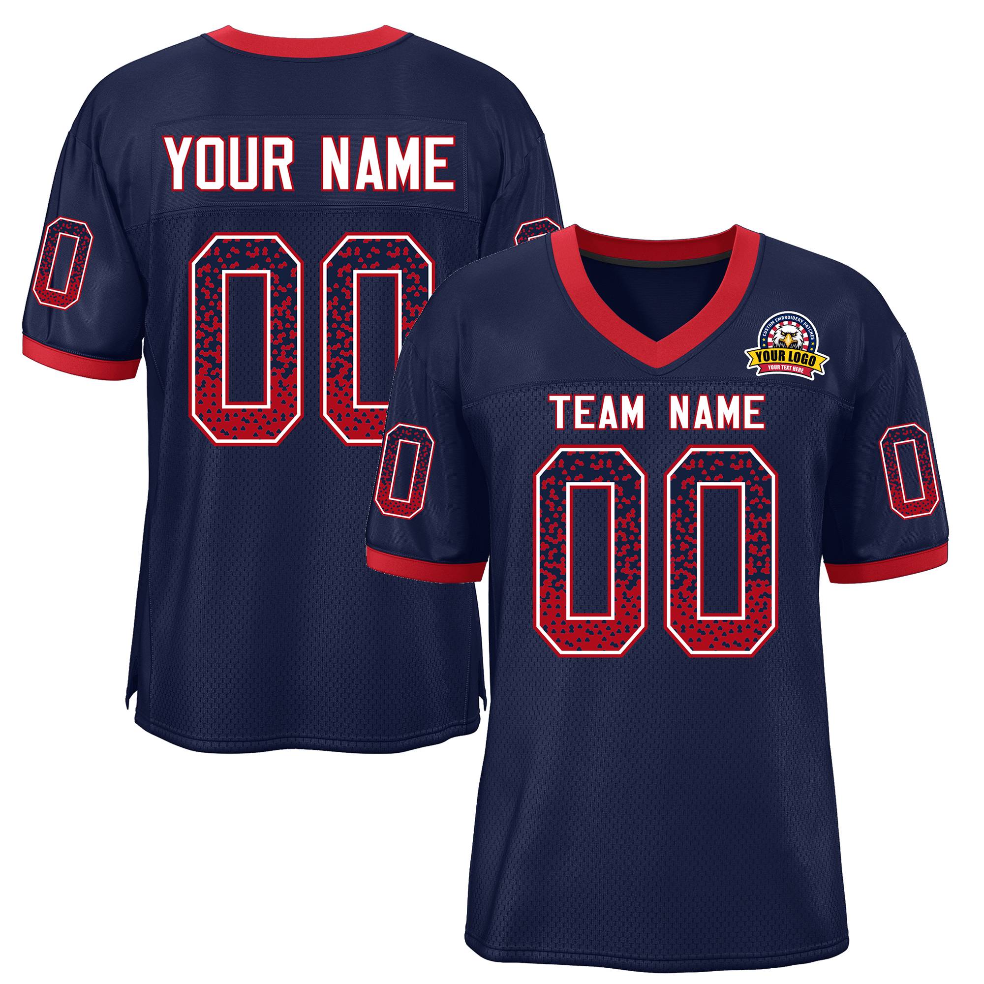 Custom Navy Red-White Drift Fashion Mesh Authentic American Football Jersey| KXKSHOP
