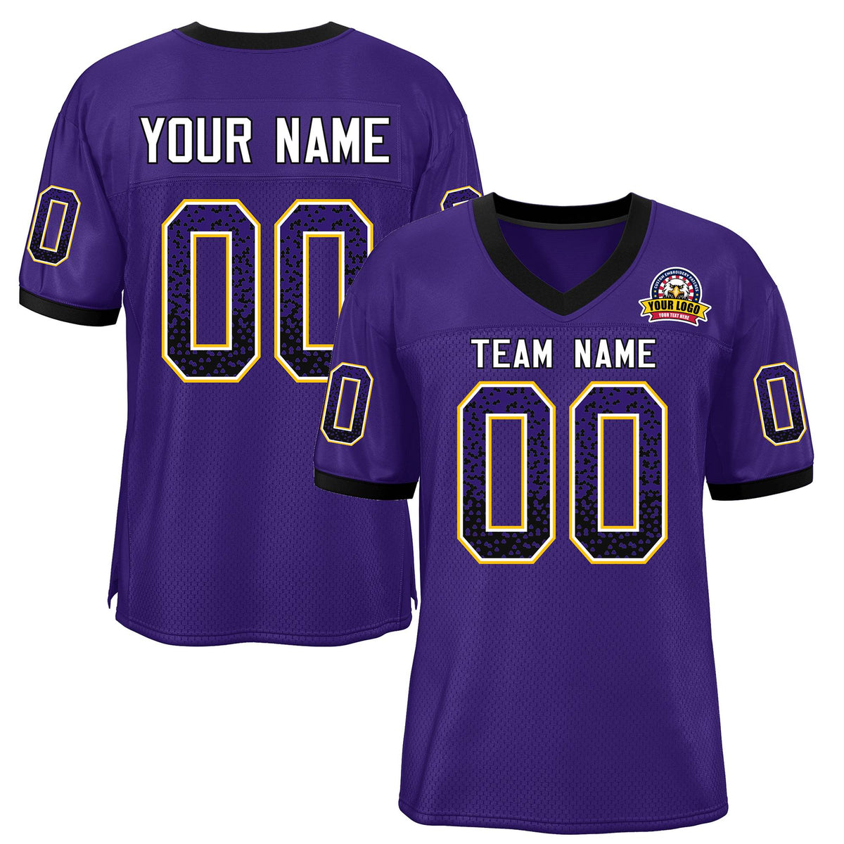 Custom Purple White-Gold Drift Fashion Mesh Authentic American Football Jersey| KXKSHOP