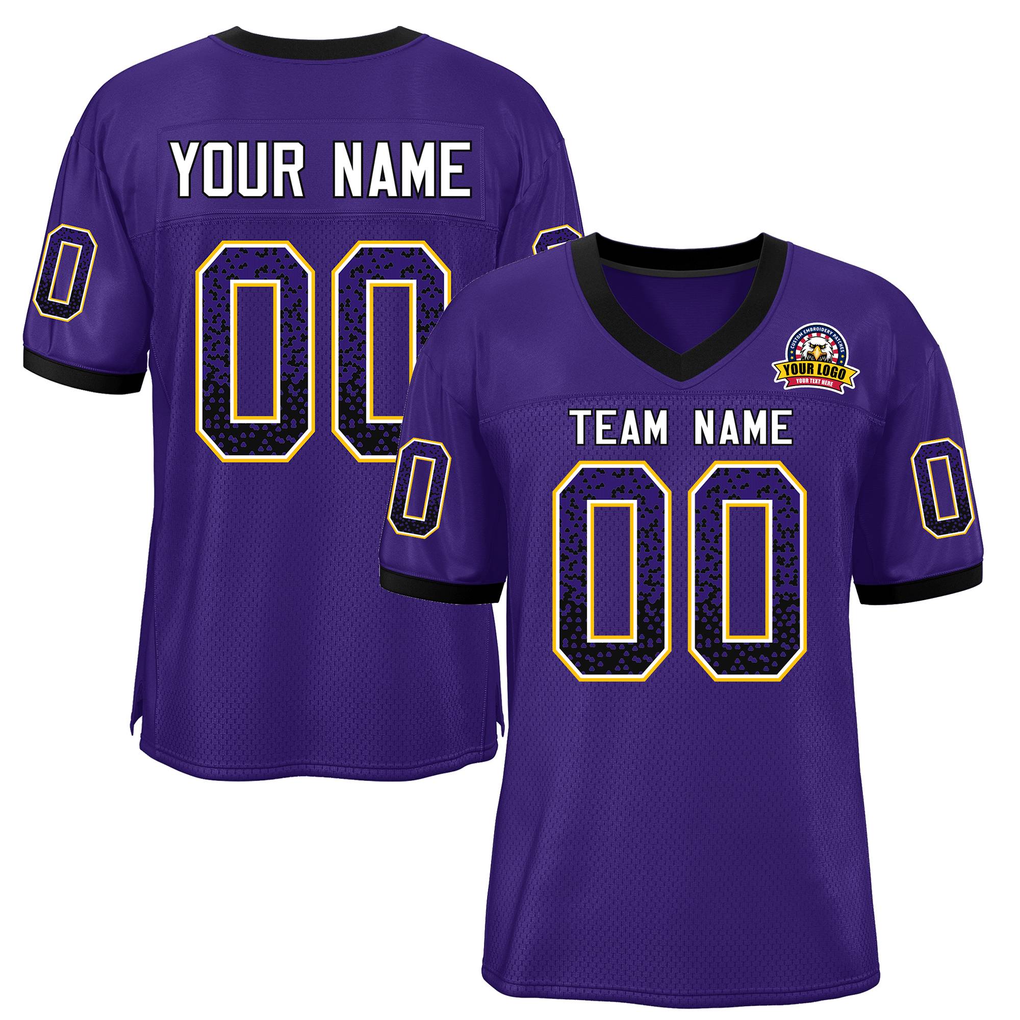 Custom Purple White-Gold Drift Fashion Mesh Authentic American Football Jersey| KXKSHOP