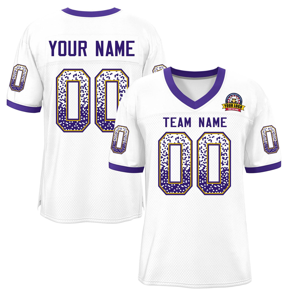 Custom White Purple-Old Gold Drift Fashion Mesh Authentic American Football Jersey| KXKSHOP