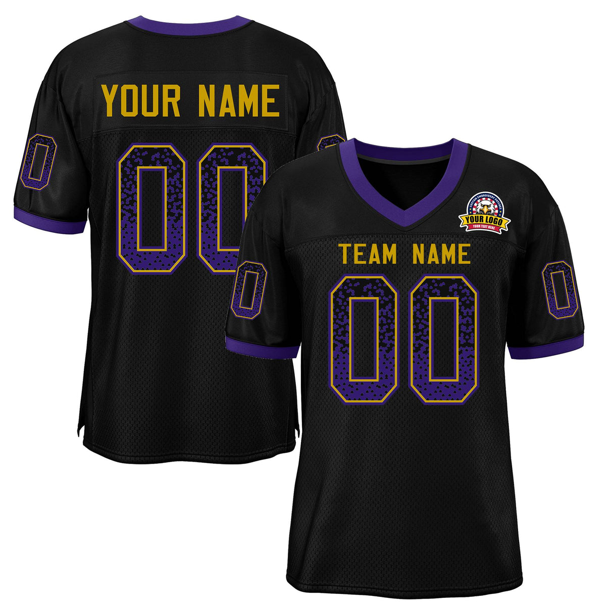 Custom Black Gold-Purple Drift Fashion Mesh Authentic American Football Jersey| KXKSHOP
