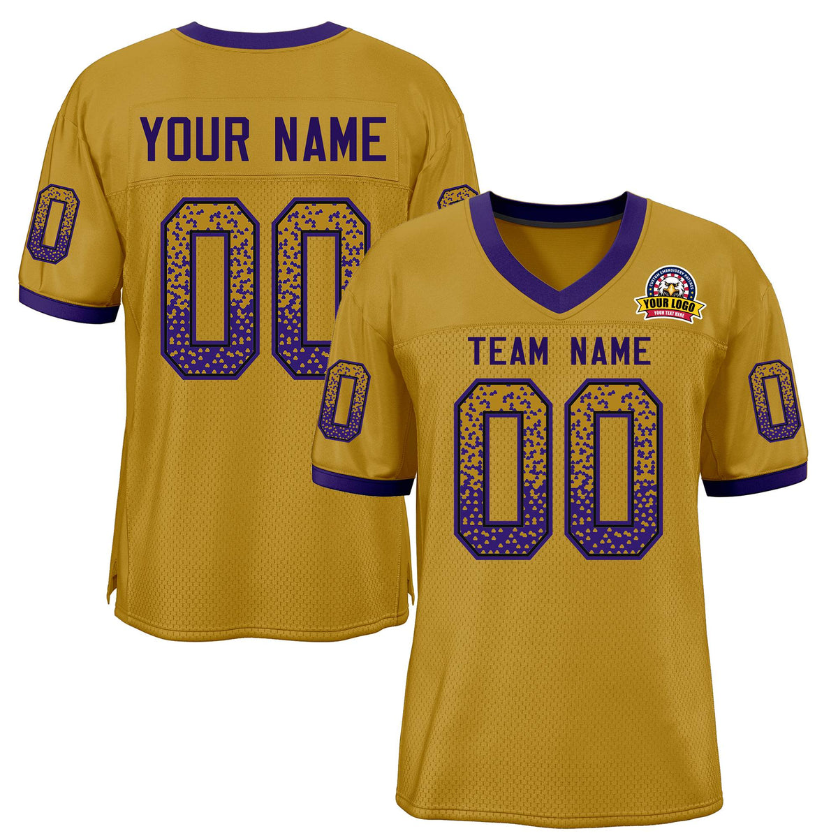 Custom Old Gold Purple-Black Drift Fashion Mesh Authentic American Football Jersey| KXKSHOP