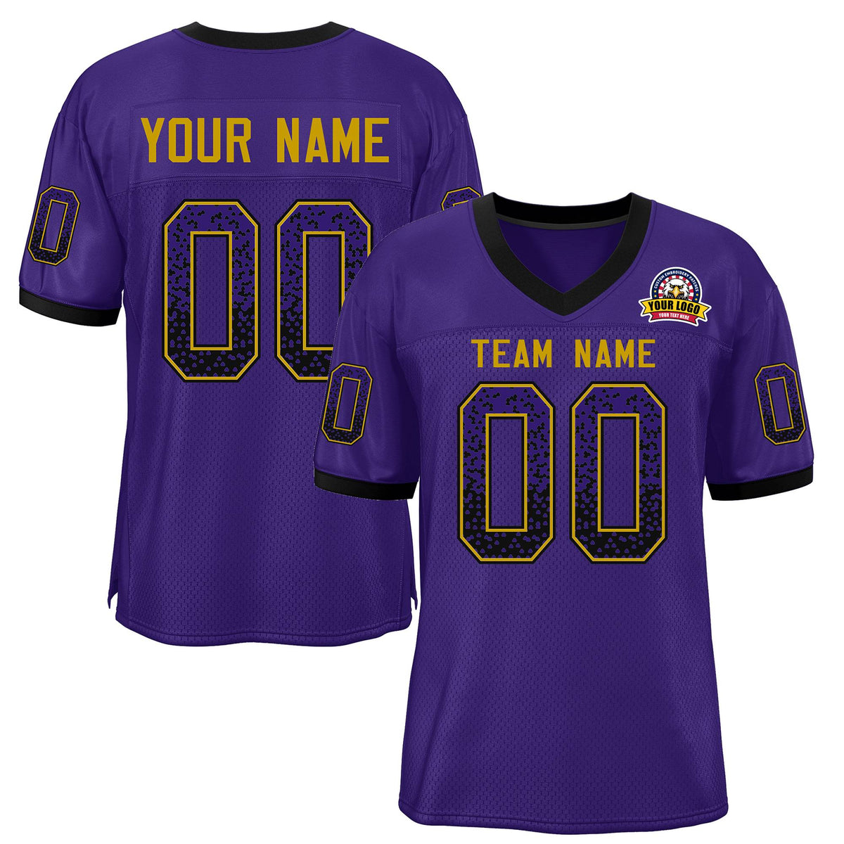 Custom Purple Gold-Black Drift Fashion Mesh Authentic American Football Jersey| KXKSHOP