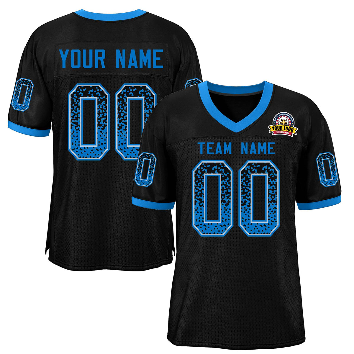 Custom Black Powder Blue-White Drift Fashion Mesh Authentic American Football Jersey| KXKSHOP