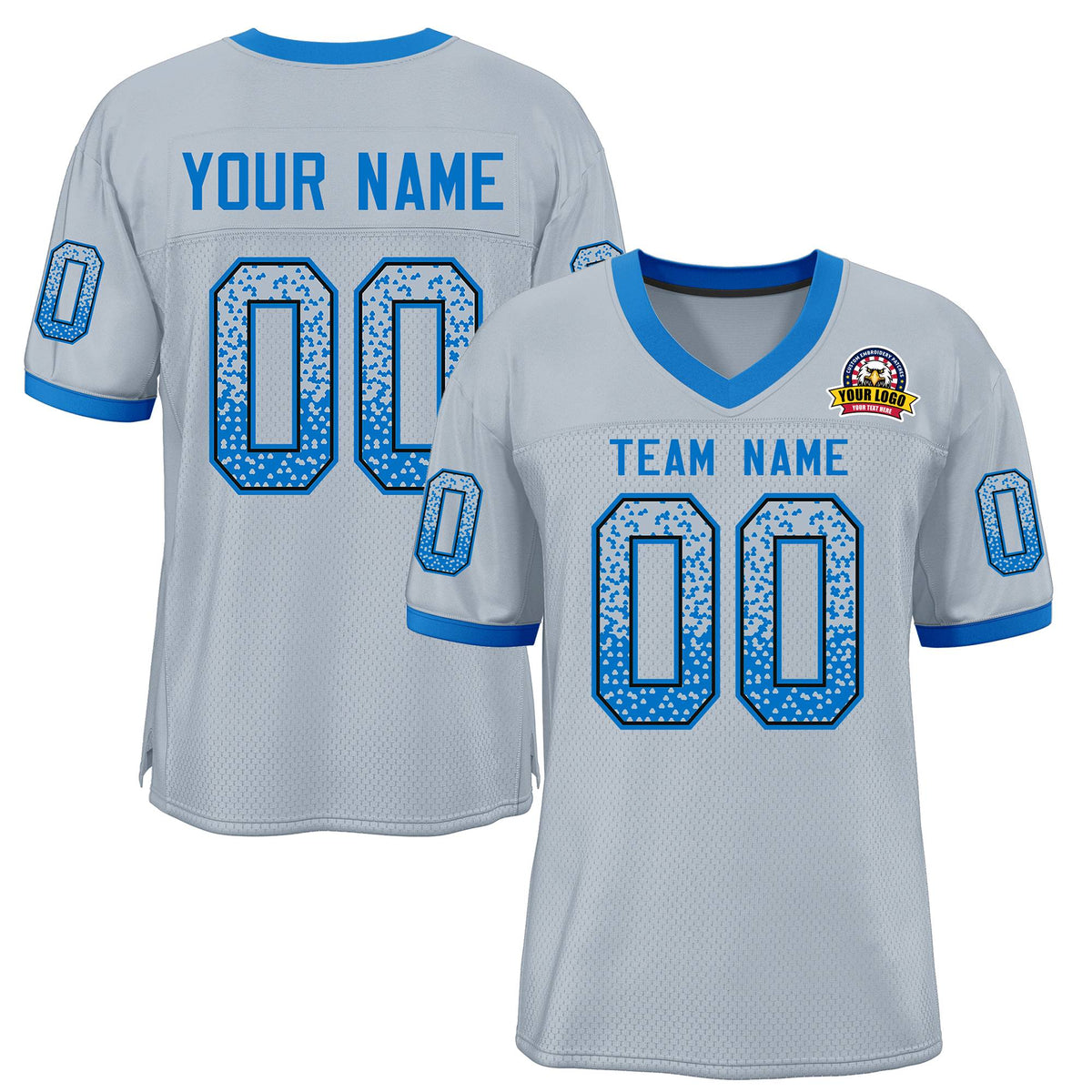 Custom Silver Powder Blue-Black Drift Fashion Mesh Authentic American Football Jersey| KXKSHOP