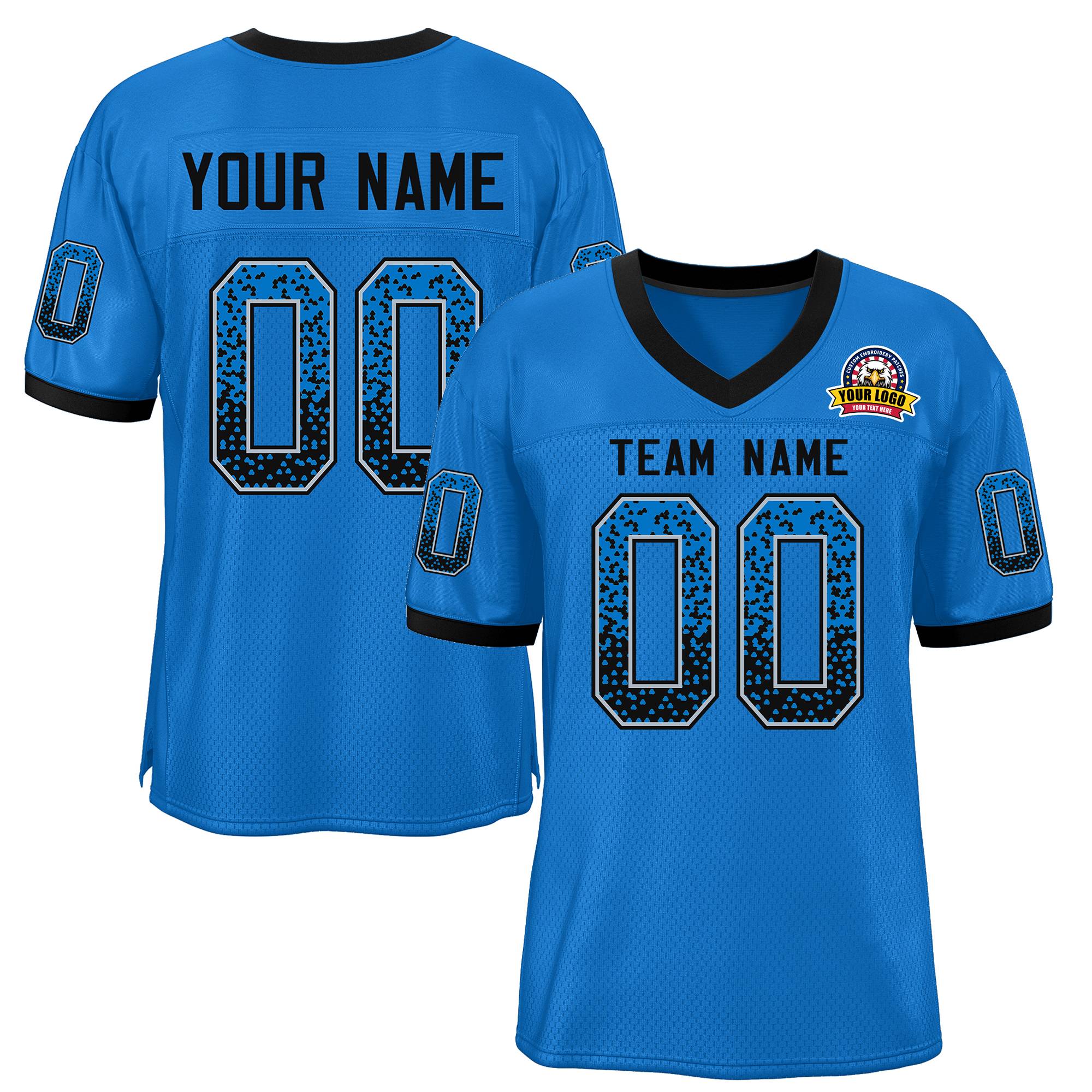 Custom Panther Blue Black-White Drift Fashion Mesh Authentic American Football Jersey| KXKSHOP