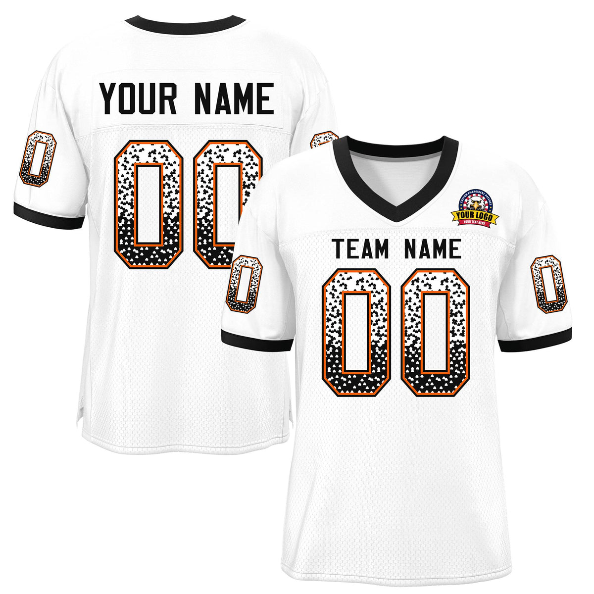 Custom White Black-Orange Drift Fashion Mesh Authentic American Football Jersey| KXKSHOP