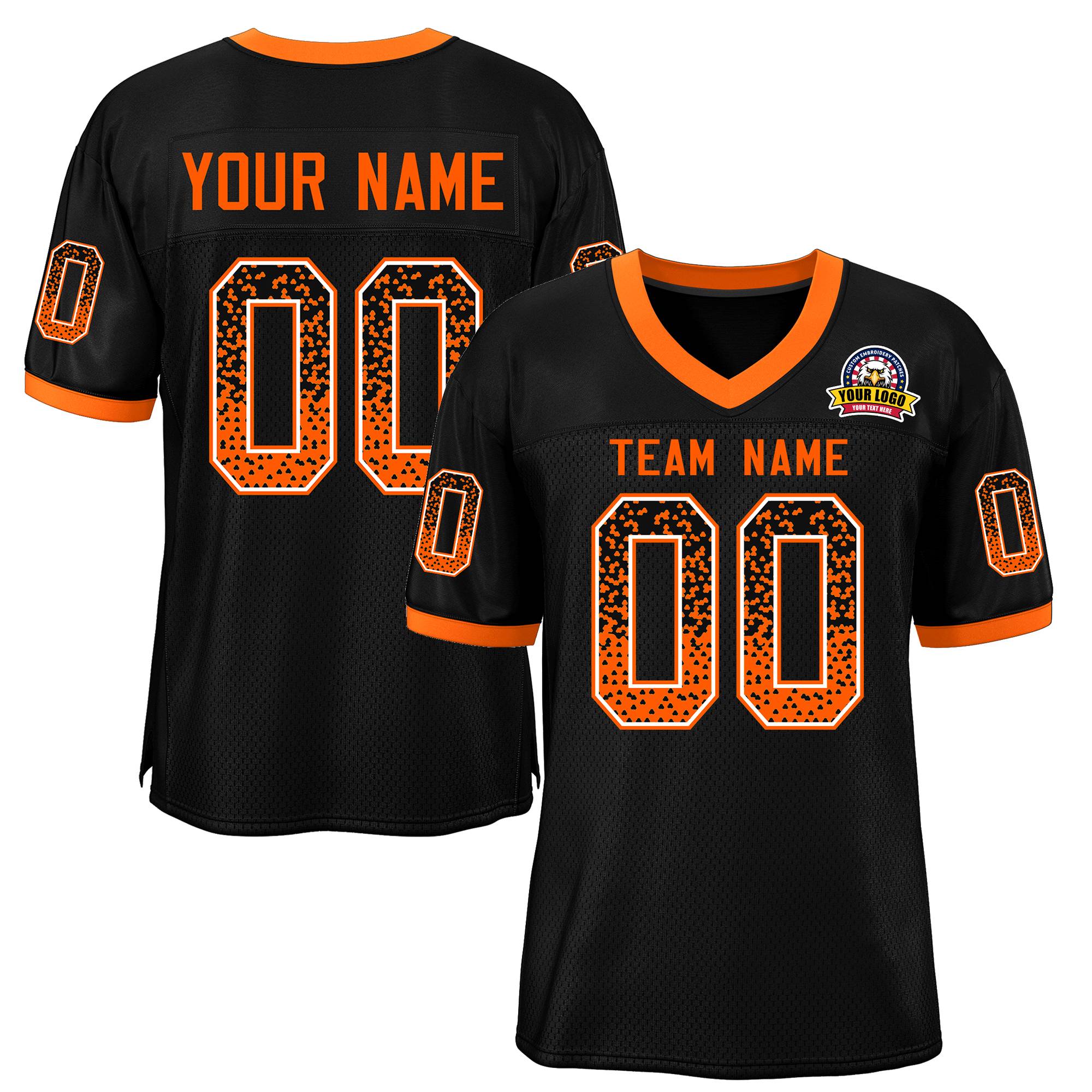 Custom Black Orange-White Drift Fashion Mesh Authentic American Football Jersey| KXKSHOP