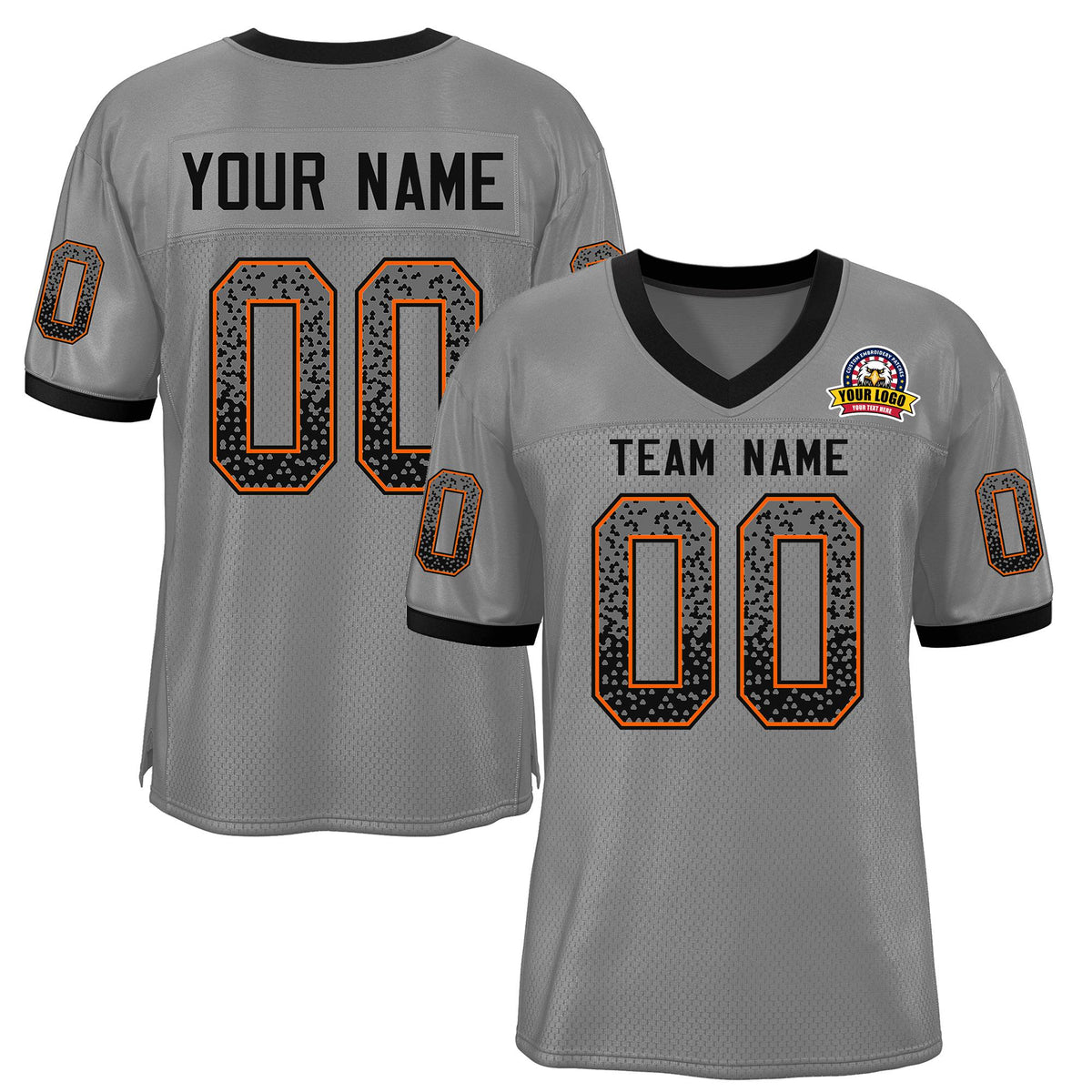 Custom Gray Black-Orange Drift Fashion Mesh Authentic American Football Jersey| KXKSHOP