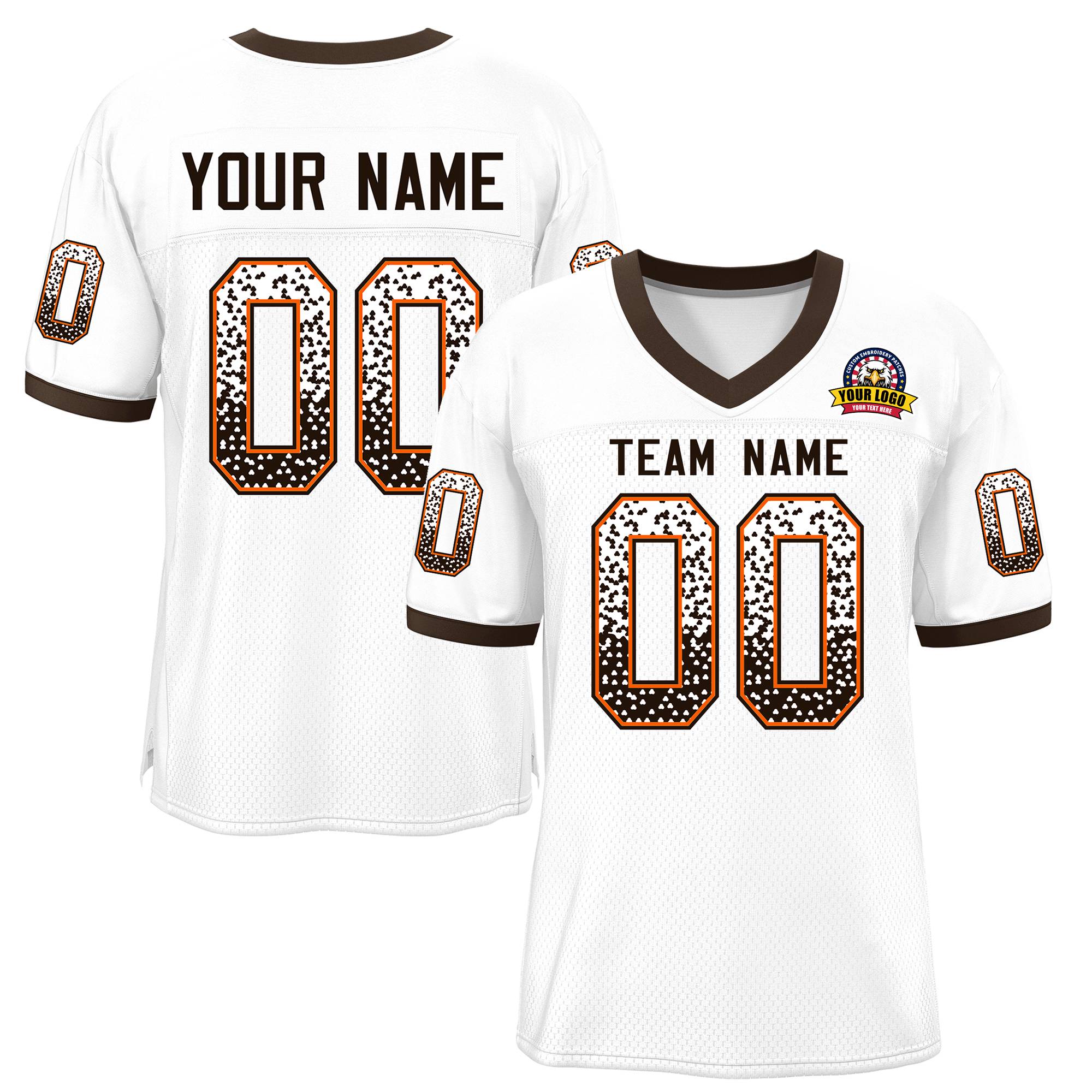 Custom White Brown-Orange Drift Fashion Mesh Authentic American Football Jersey| KXKSHOP