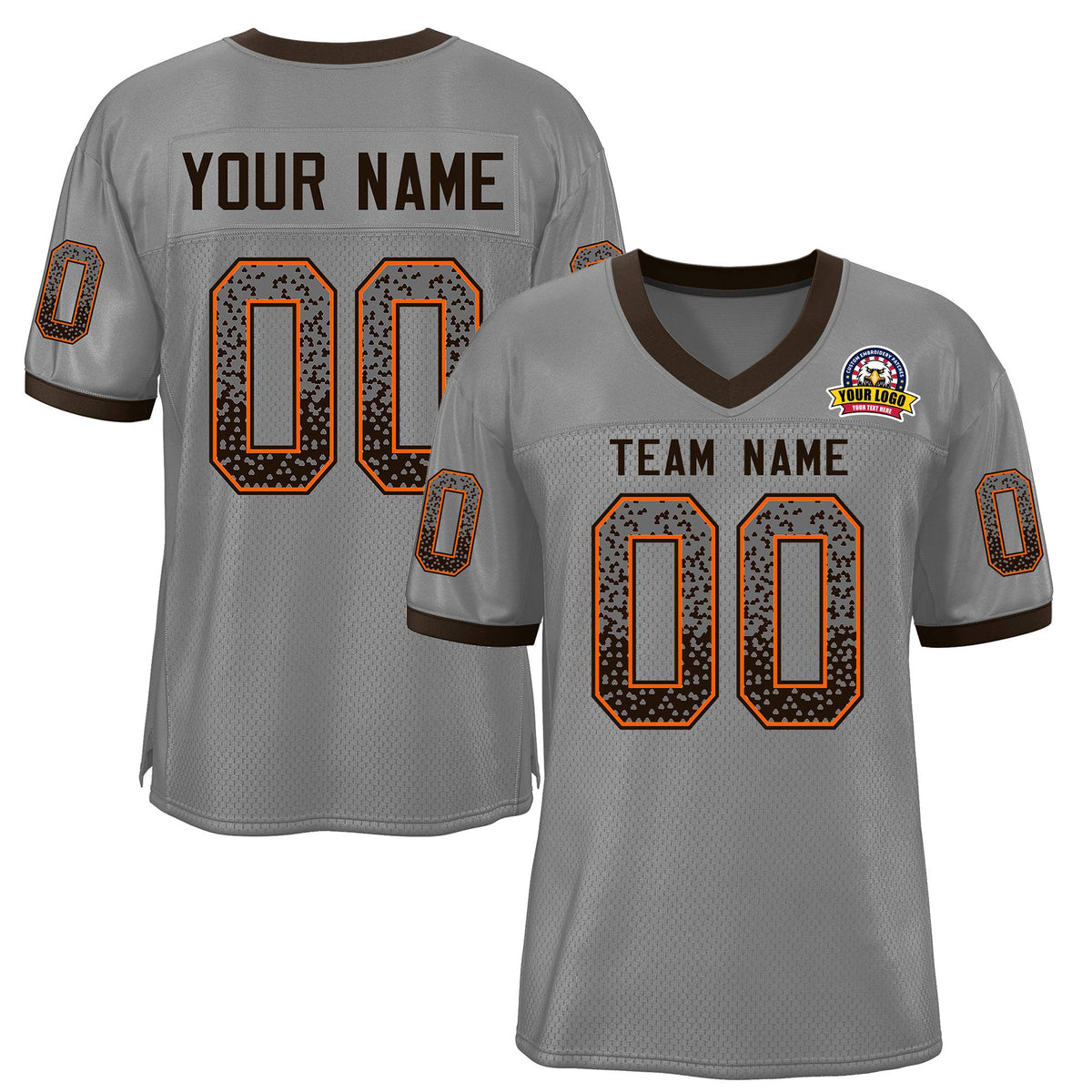Custom Gray Brown-Orange Drift Fashion Mesh Authentic American Football Jersey| KXKSHOP