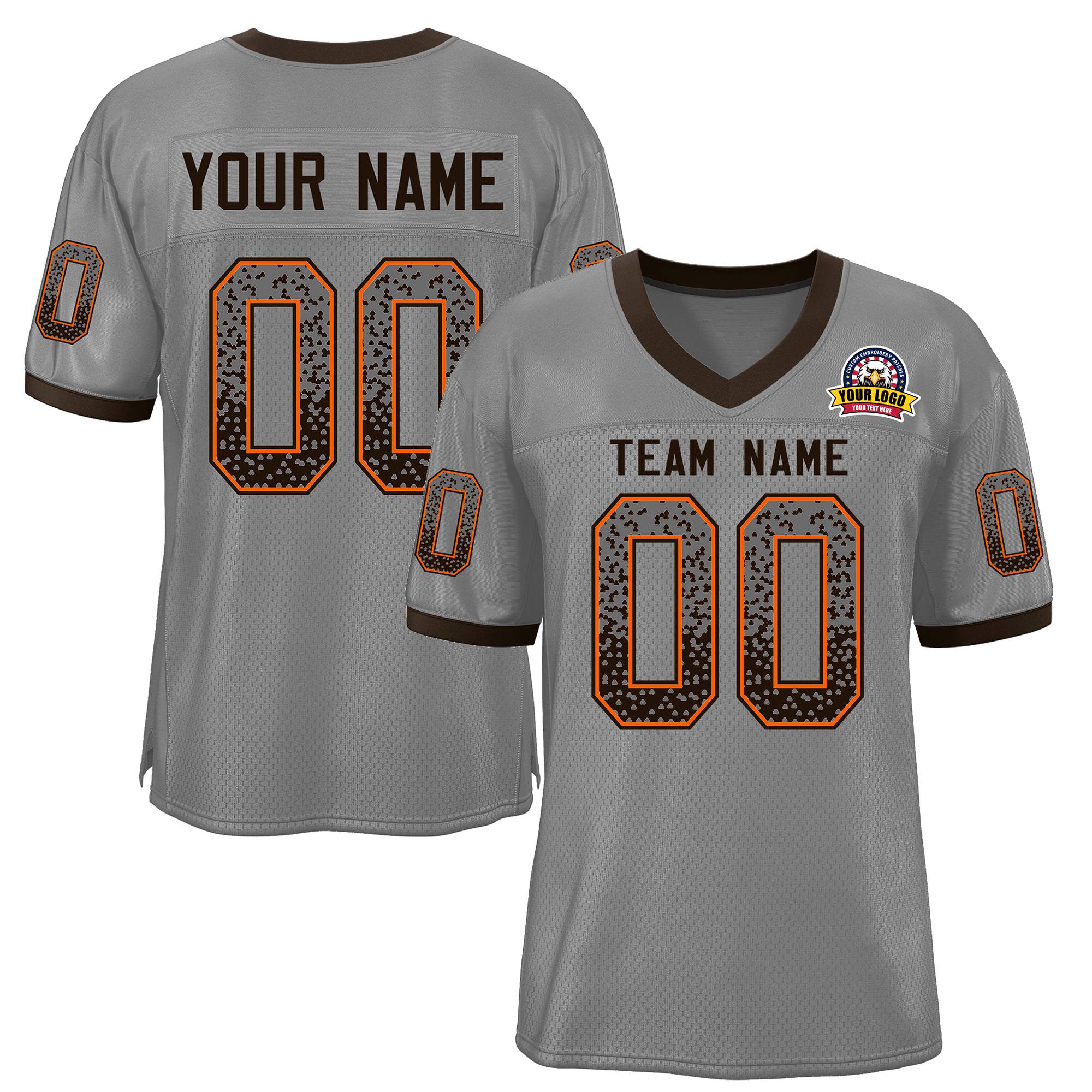 Custom Gray Brown-Orange Drift Fashion Mesh Authentic American Football Jersey| KXKSHOP