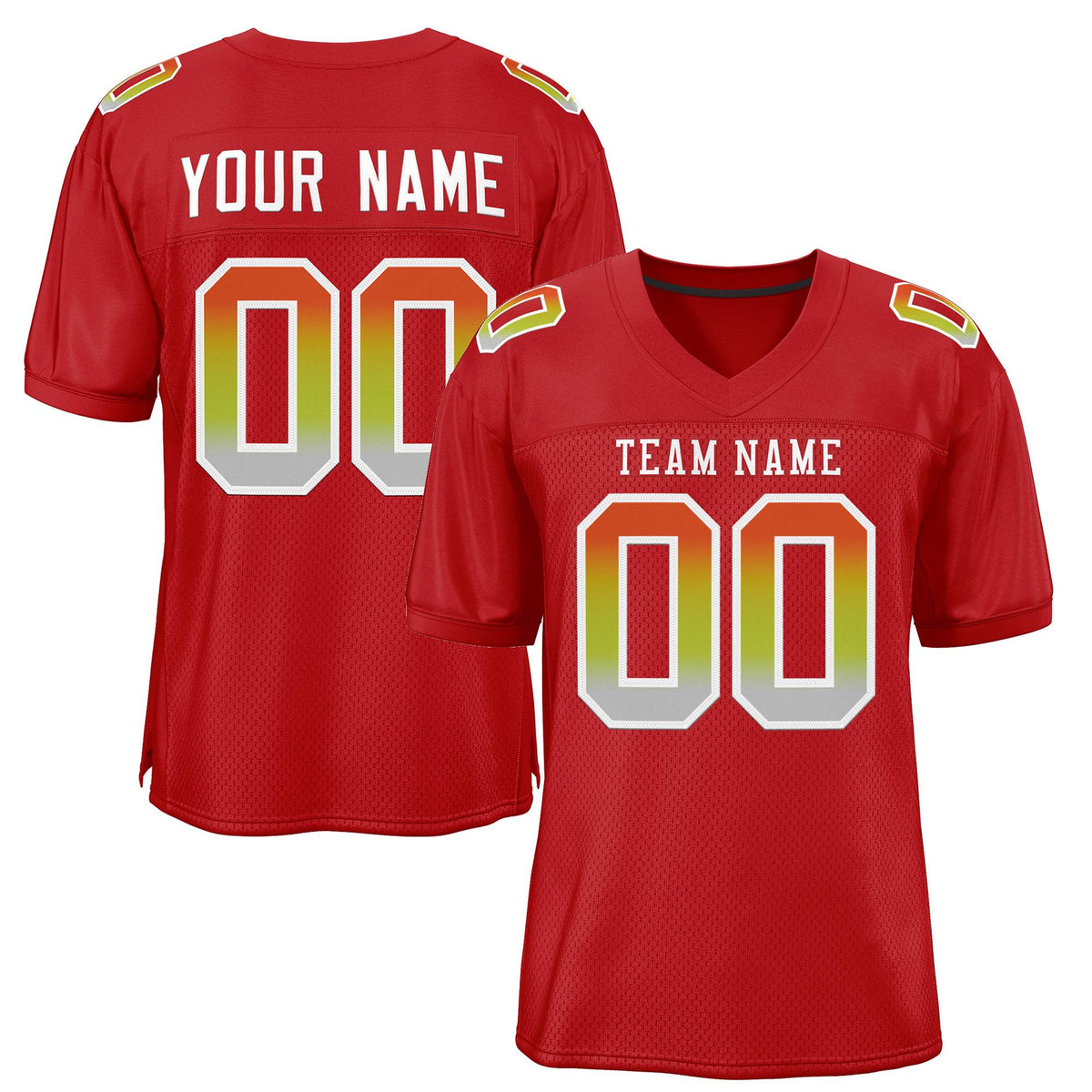 Custom Red White-Red Gradient Fashion Outdoor Authentic American Football Jersey| KXKSHOP