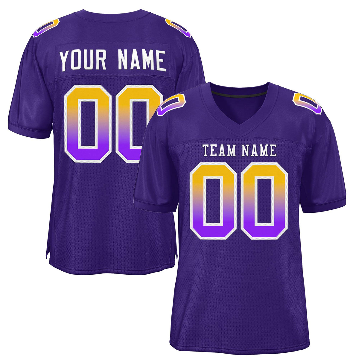 Custom Purple White-Purple Gradient Fashion Outdoor Authentic American Football Jersey| KXKSHOP