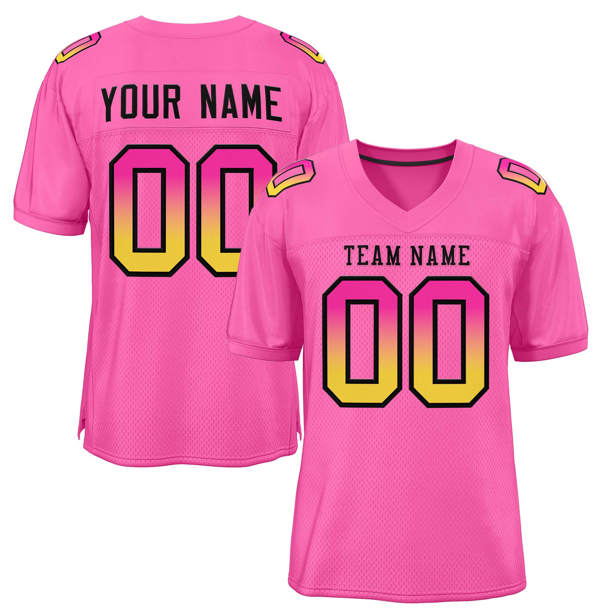 Custom Pink Black-Pink Gradient Fashion Outdoor Authentic American Football Jersey| KXKSHOP