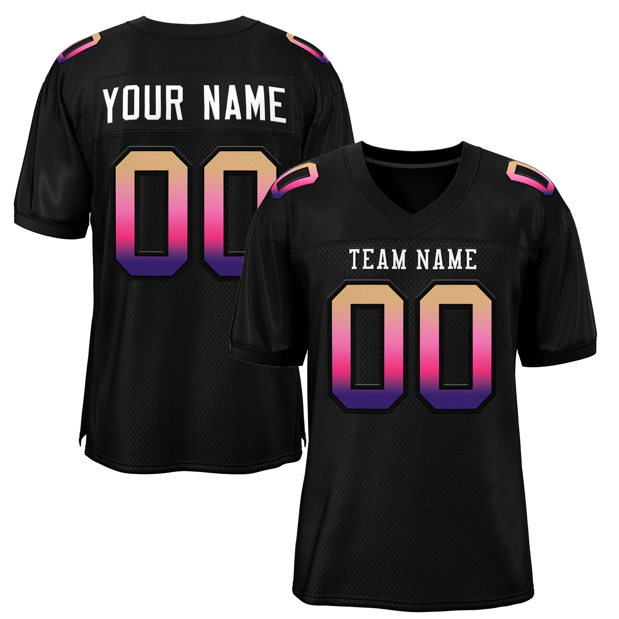 Custom Black White-Black Gradient Fashion Outdoor Authentic American Football Jersey| KXKSHOP