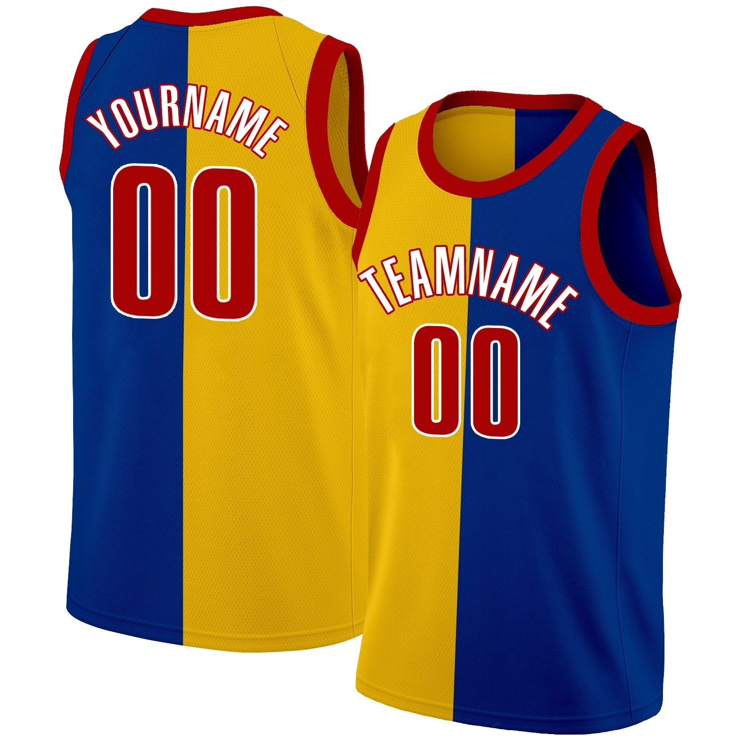 Custom Blue Yellow-Red Split Fashion Tops Basketball Jersey| KXKSHOP