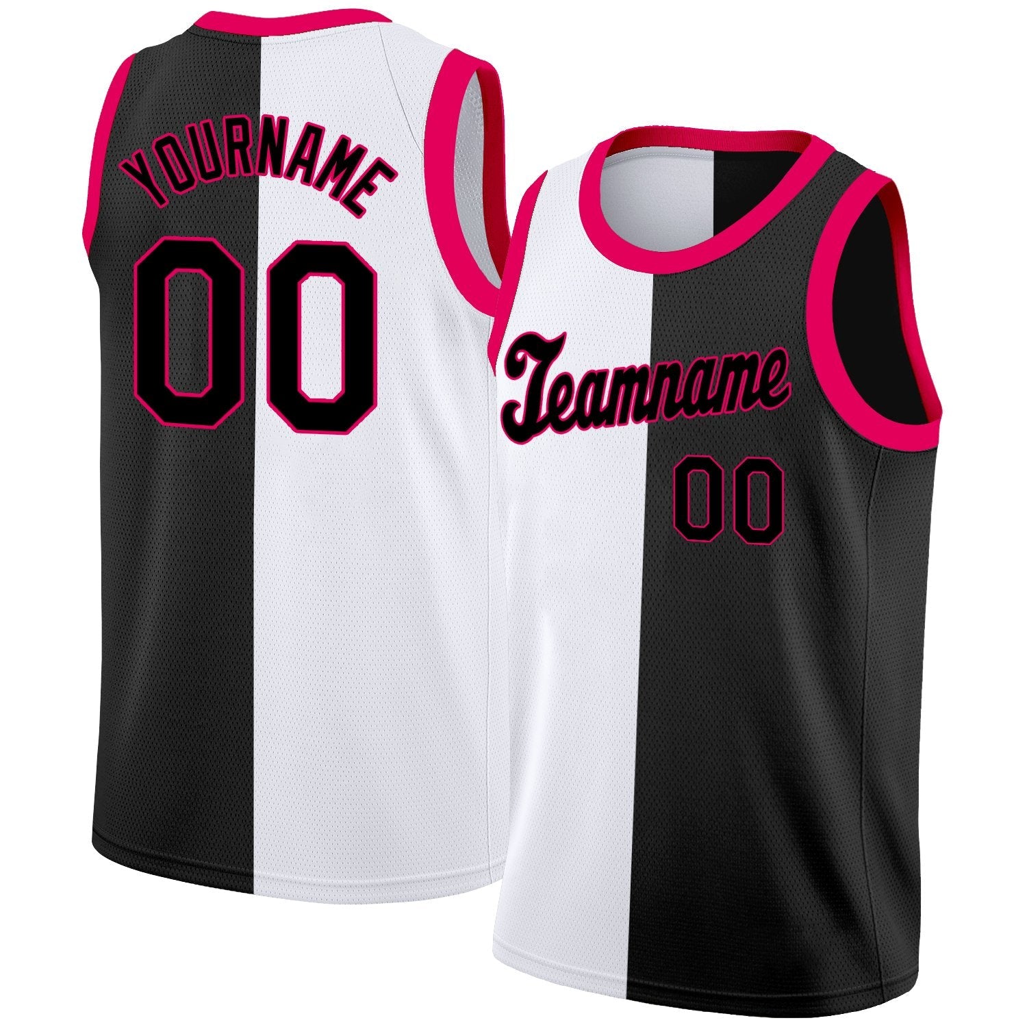 Custom Black White-Pink Split Fashion Tops Basketball Jersey| KXKSHOP