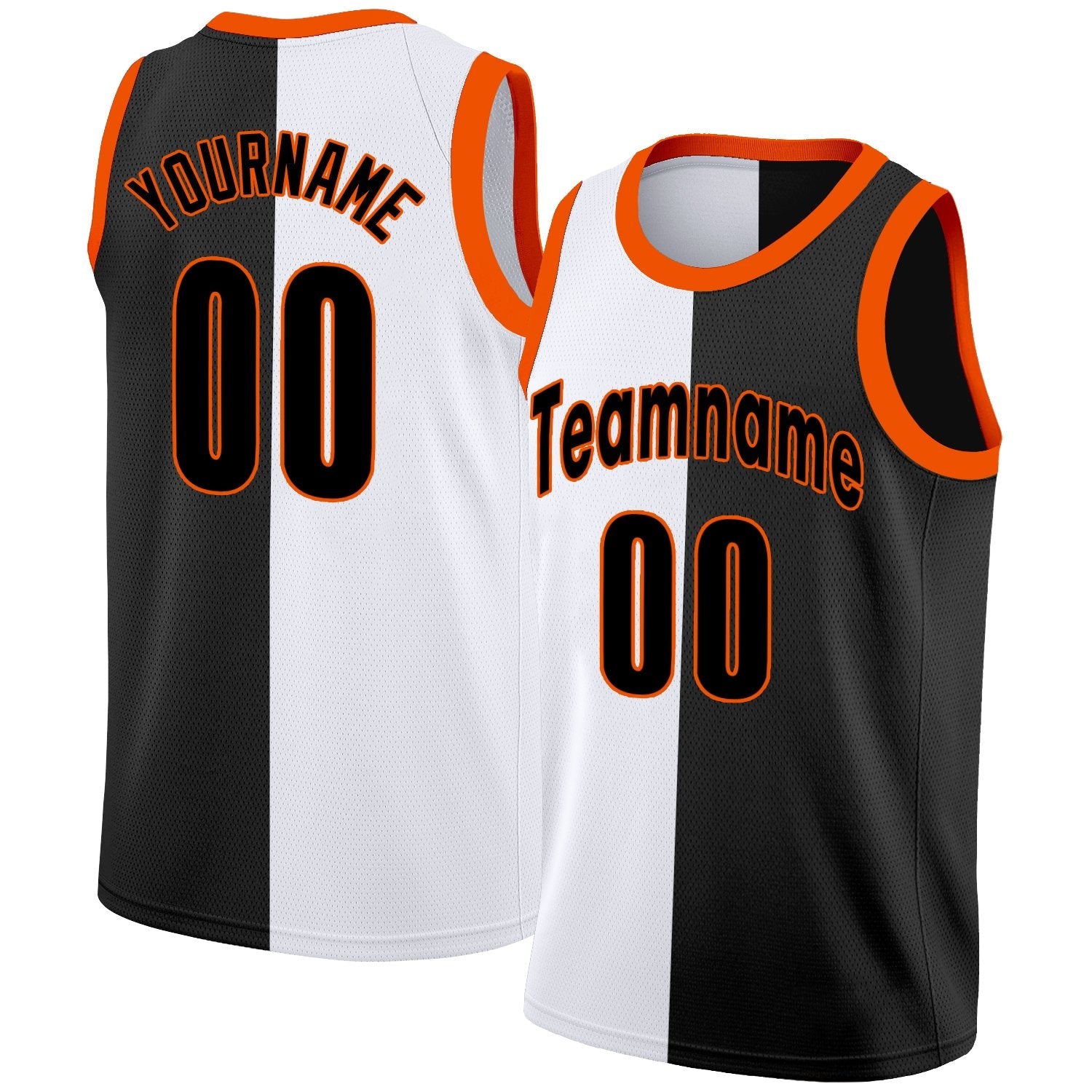 Custom Black White-Orange Split Fashion Tops Basketball Jersey| KXKSHOP