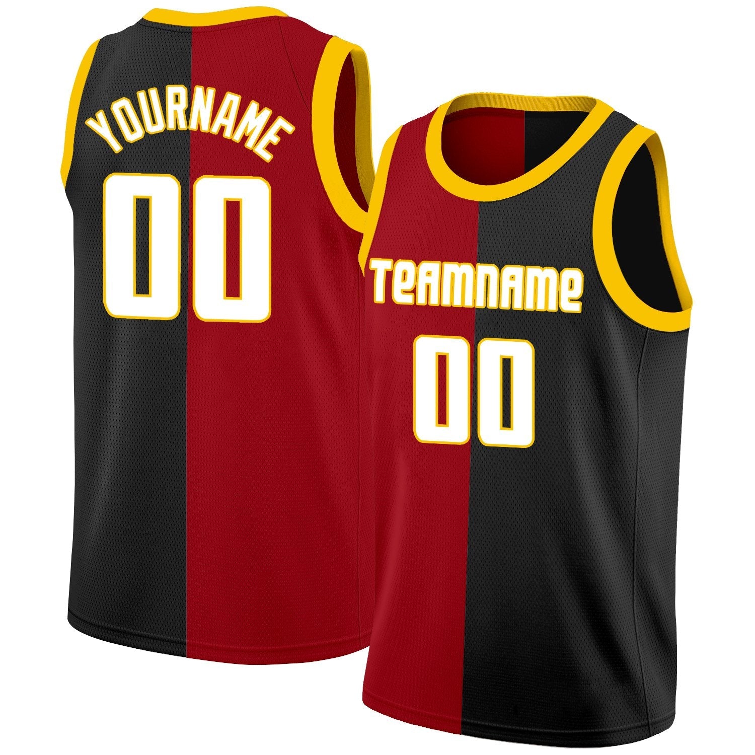 Custom Black Red-White Split Fashion Tops Basketball Jersey| KXKSHOP