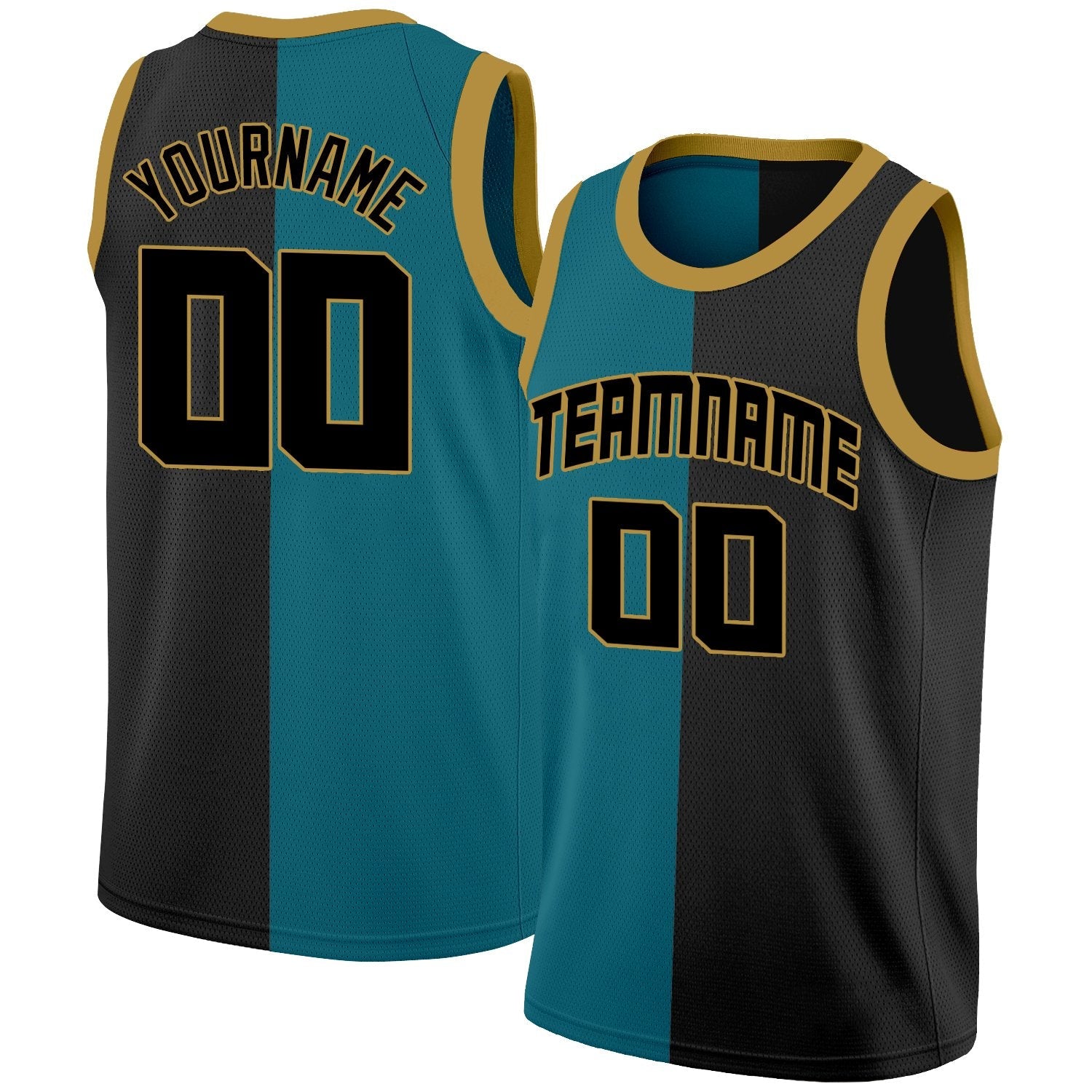 Custom Teal Black Split Fashion Tops Basketball Jersey| KXKSHOP