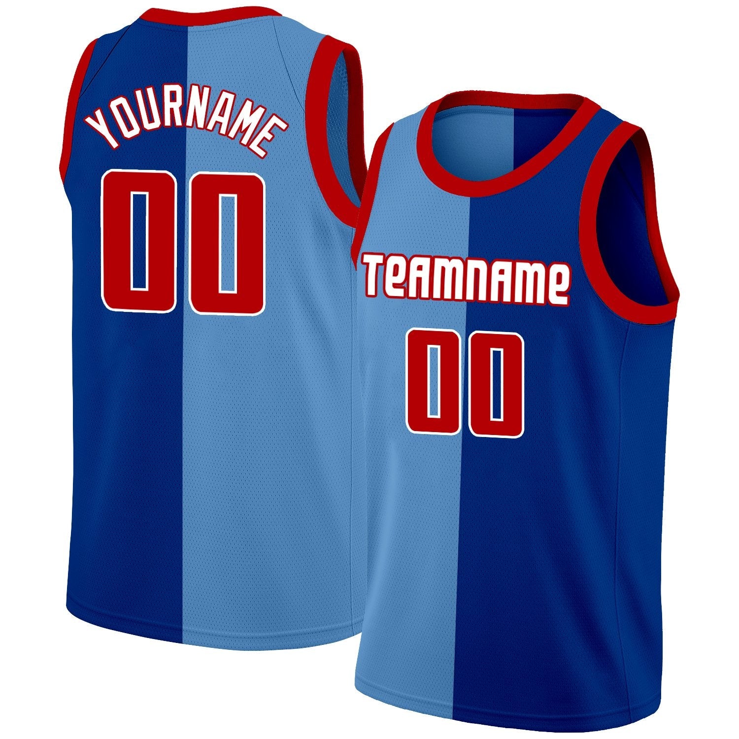 Custom Navy Blue-Red Split Fashion Tops Basketball Jersey| KXKSHOP