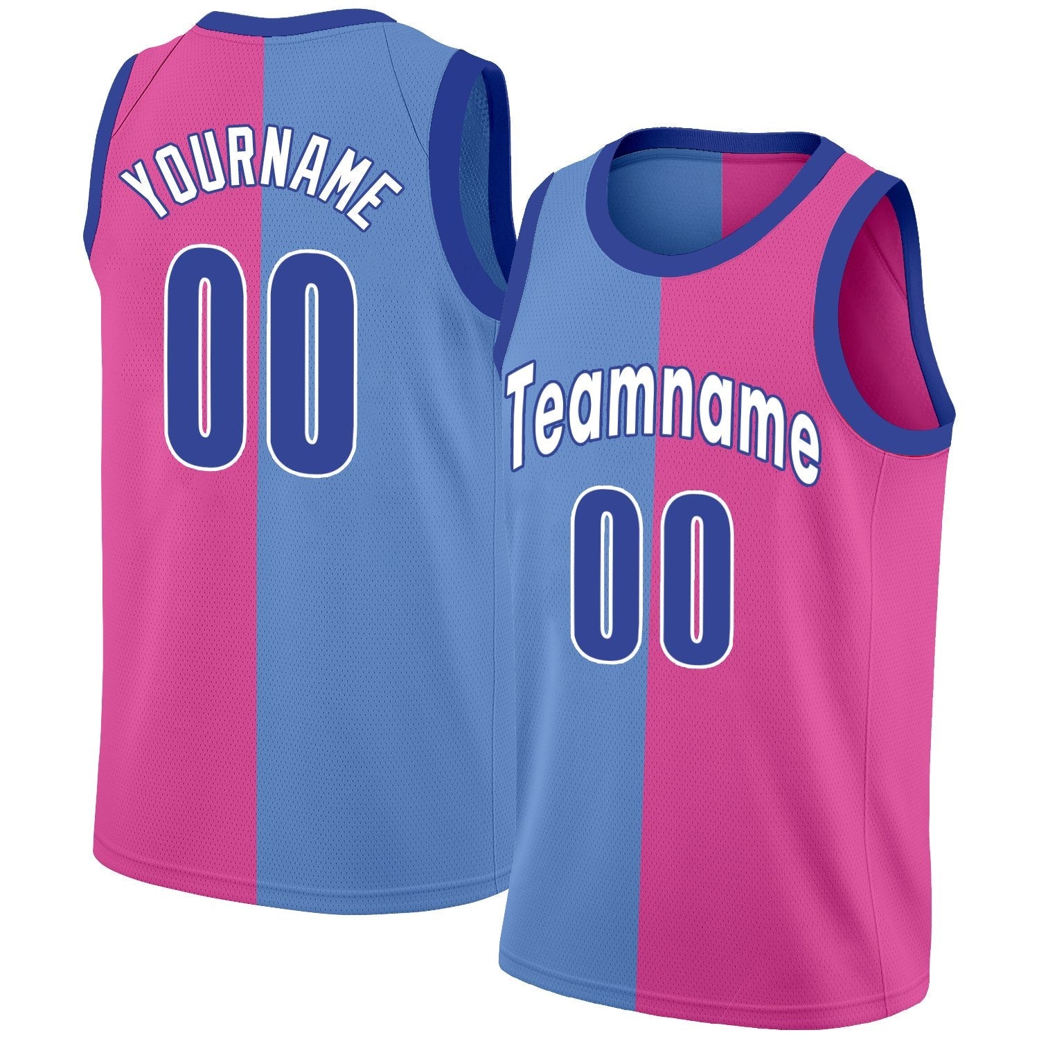 Custom Pink Blue Split Fashion Tops Basketball Jersey| KXKSHOP
