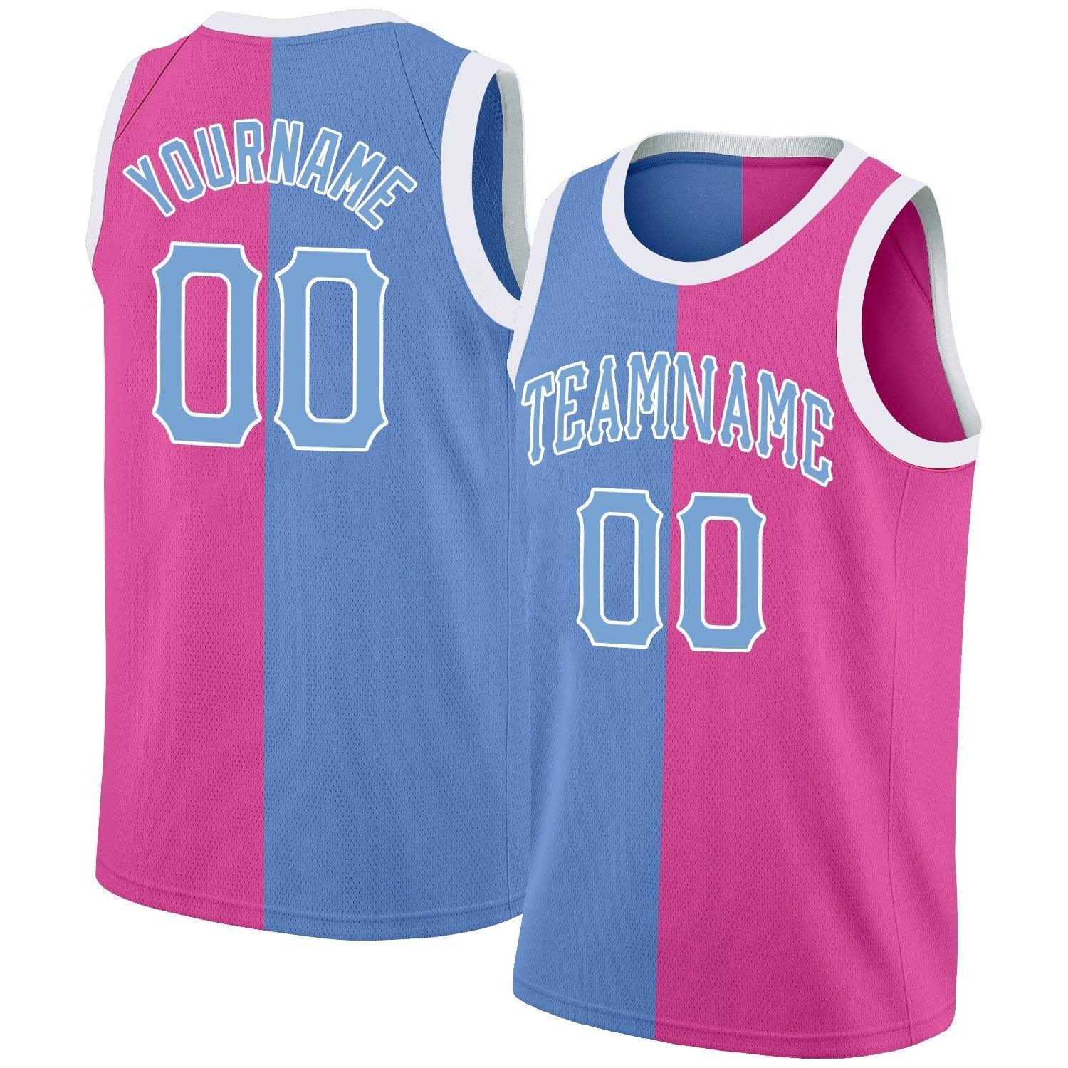 Custom Pink Blue Split Fashion Tops Basketball Jersey| KXKSHOP
