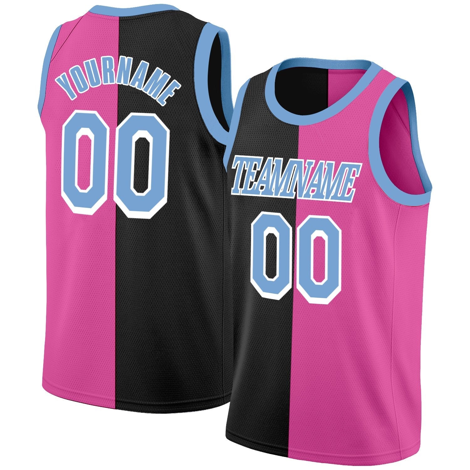 Custom Pink Blac-Blue Split Fashion Tops Basketball Jersey| KXKSHOP