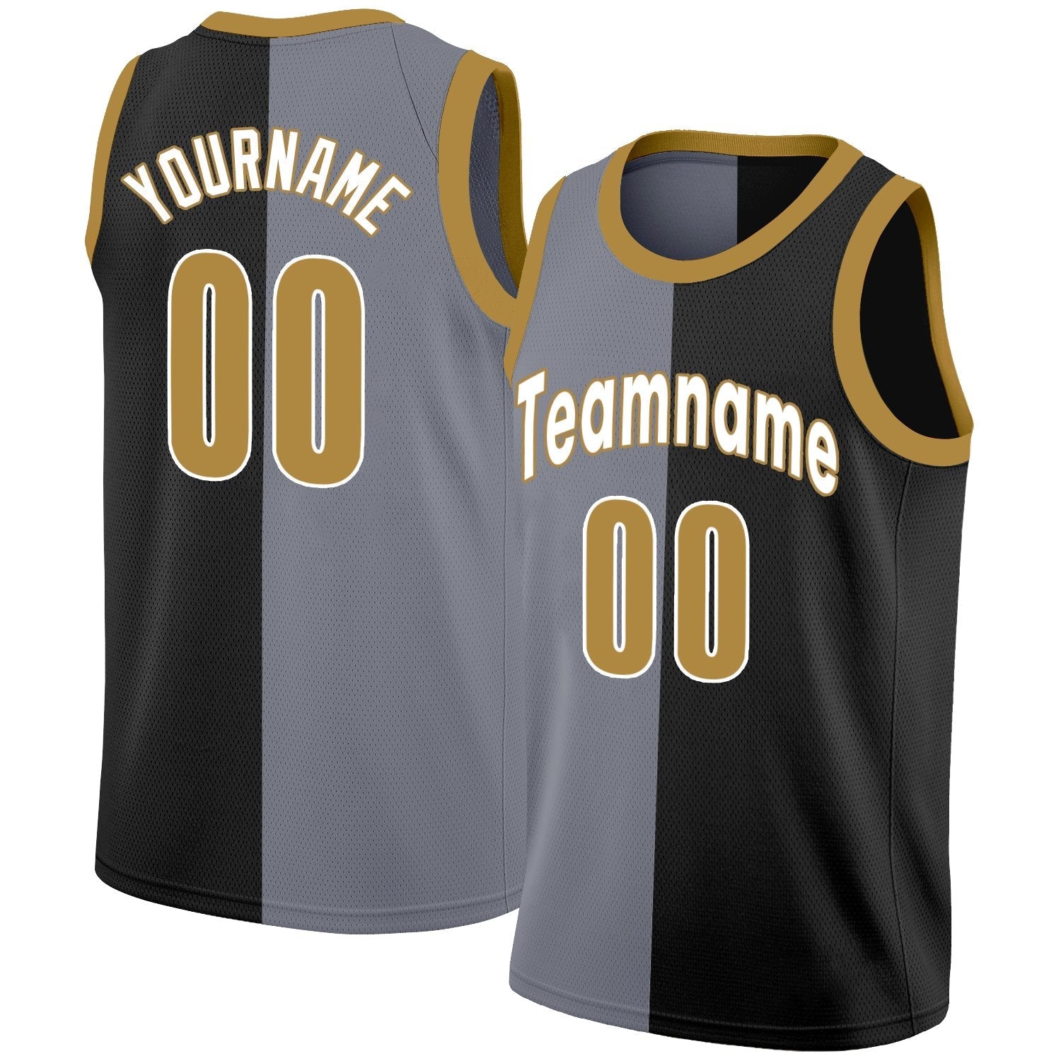 Custom Black Yellow-White Split Fashion Tops Basketball Jersey| KXKSHOP
