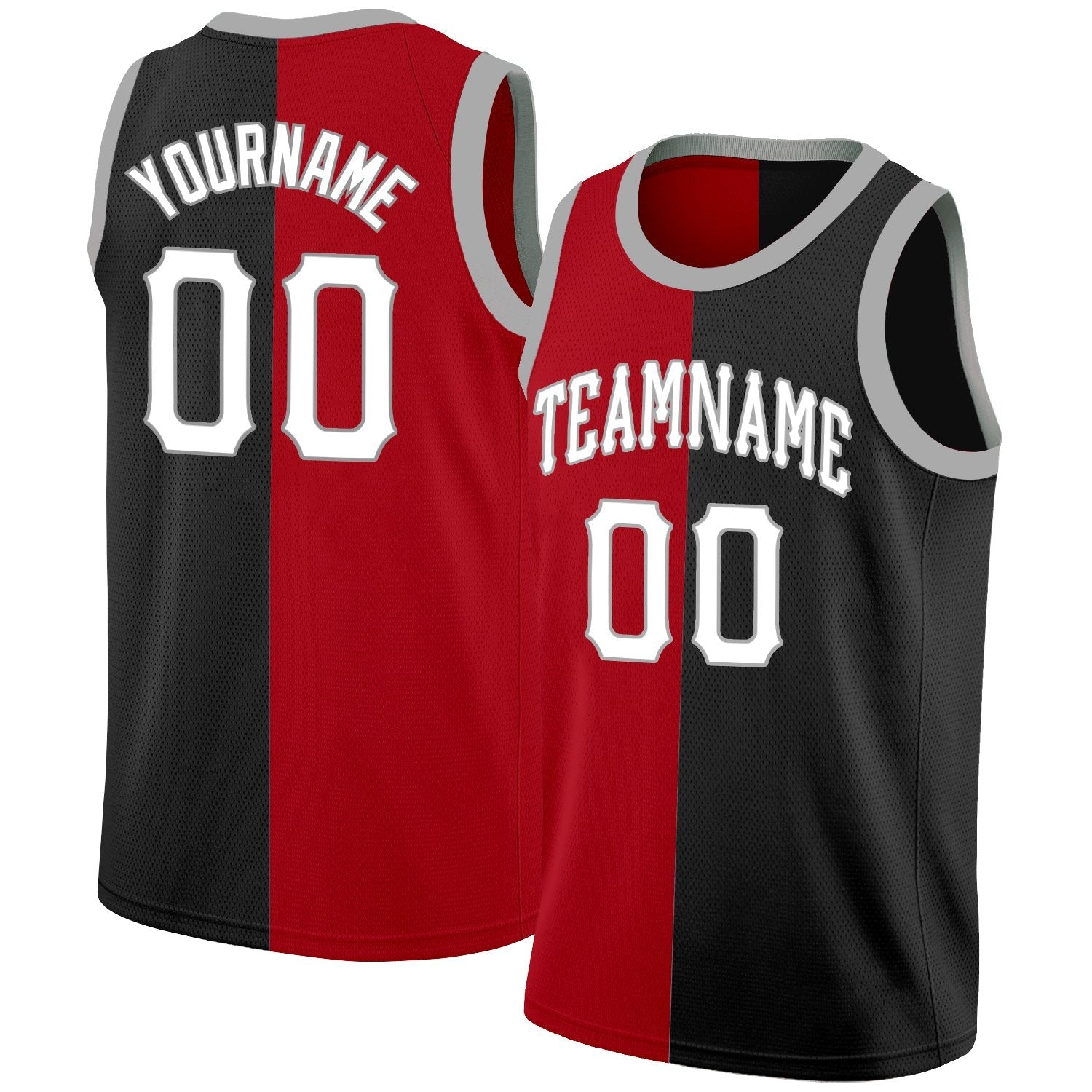 Custom Red Black-White Split Fashion Tops Basketball Jersey| KXKSHOP