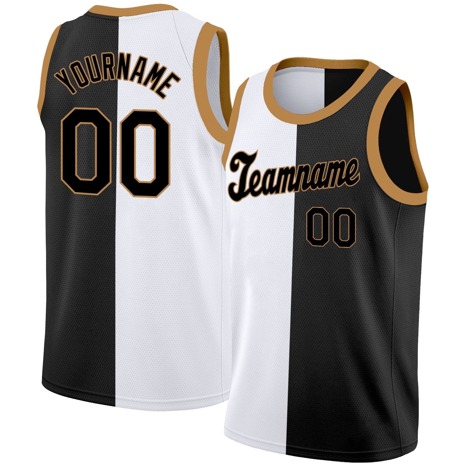 Custom Black White-Brown Split Fashion Tops Basketball Jersey| KXKSHOP