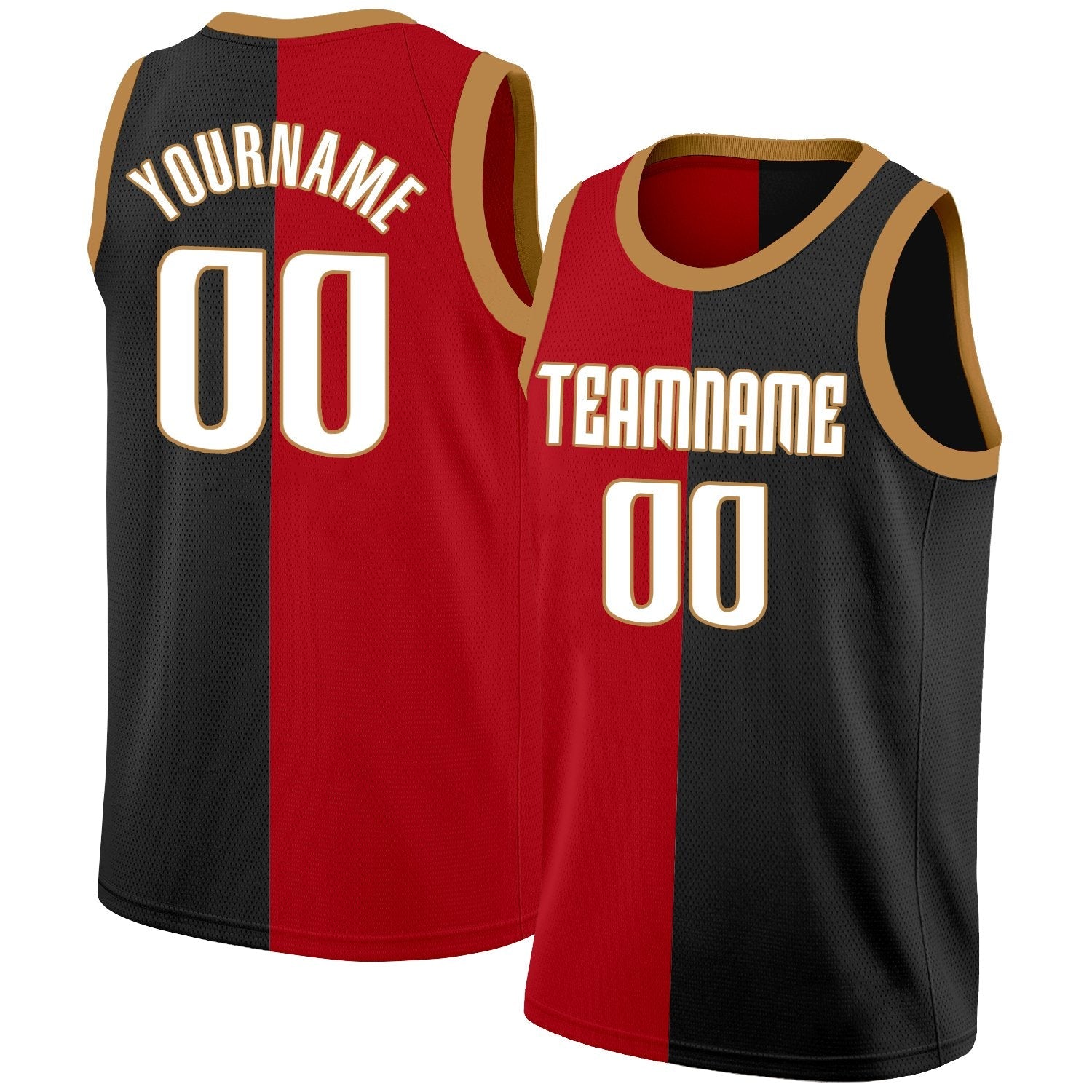 Custom Black Red-Brown Split Fashion Tops Basketball Jersey| KXKSHOP