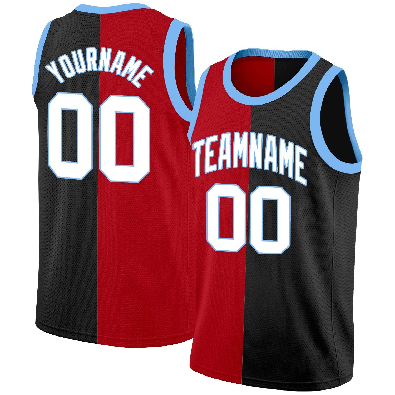 Custom Black Red-Blue Split Fashion Tops Basketball Jersey| KXKSHOP