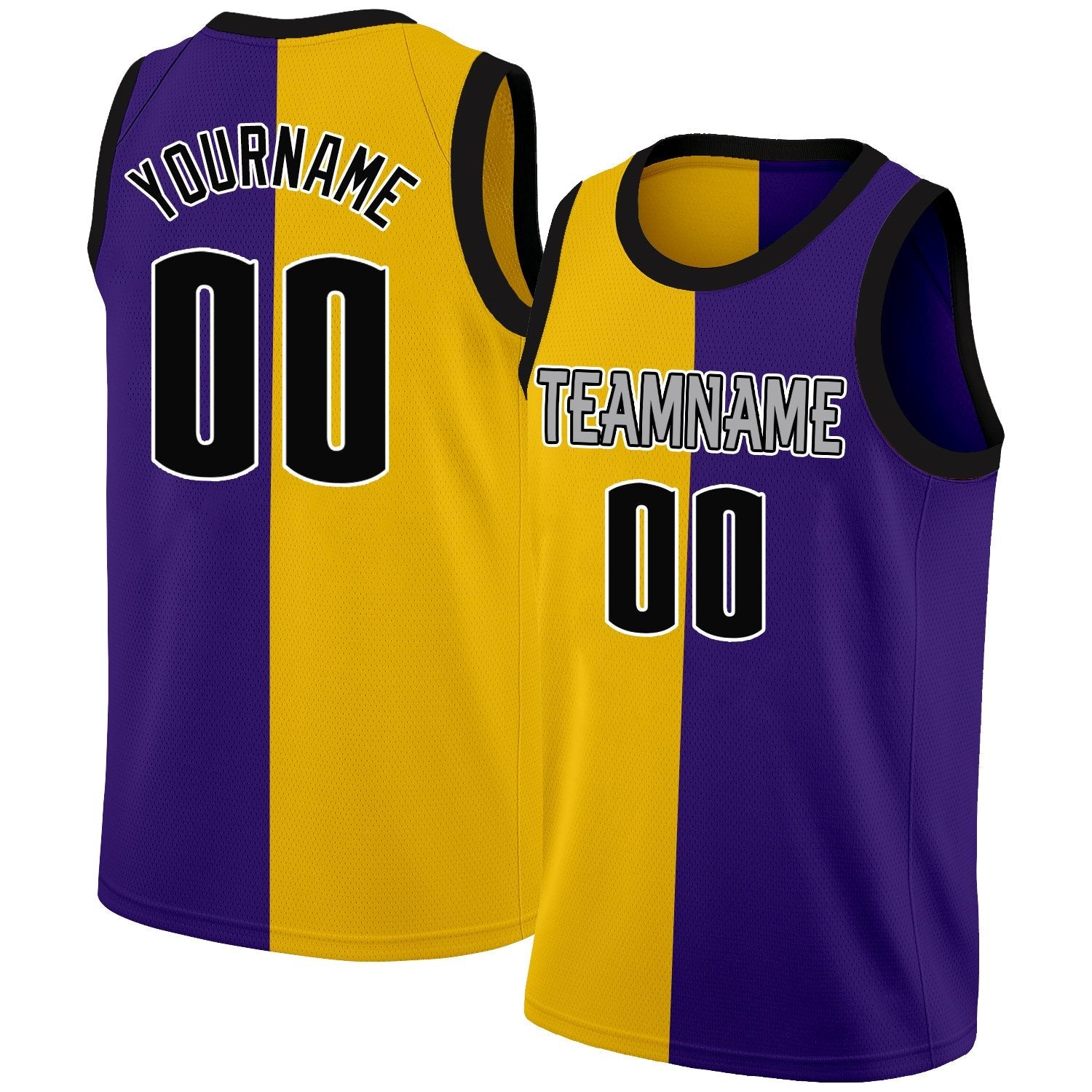 Custom Yellow Purple-Black Split Fashion Tops Basketball Jersey| KXKSHOP