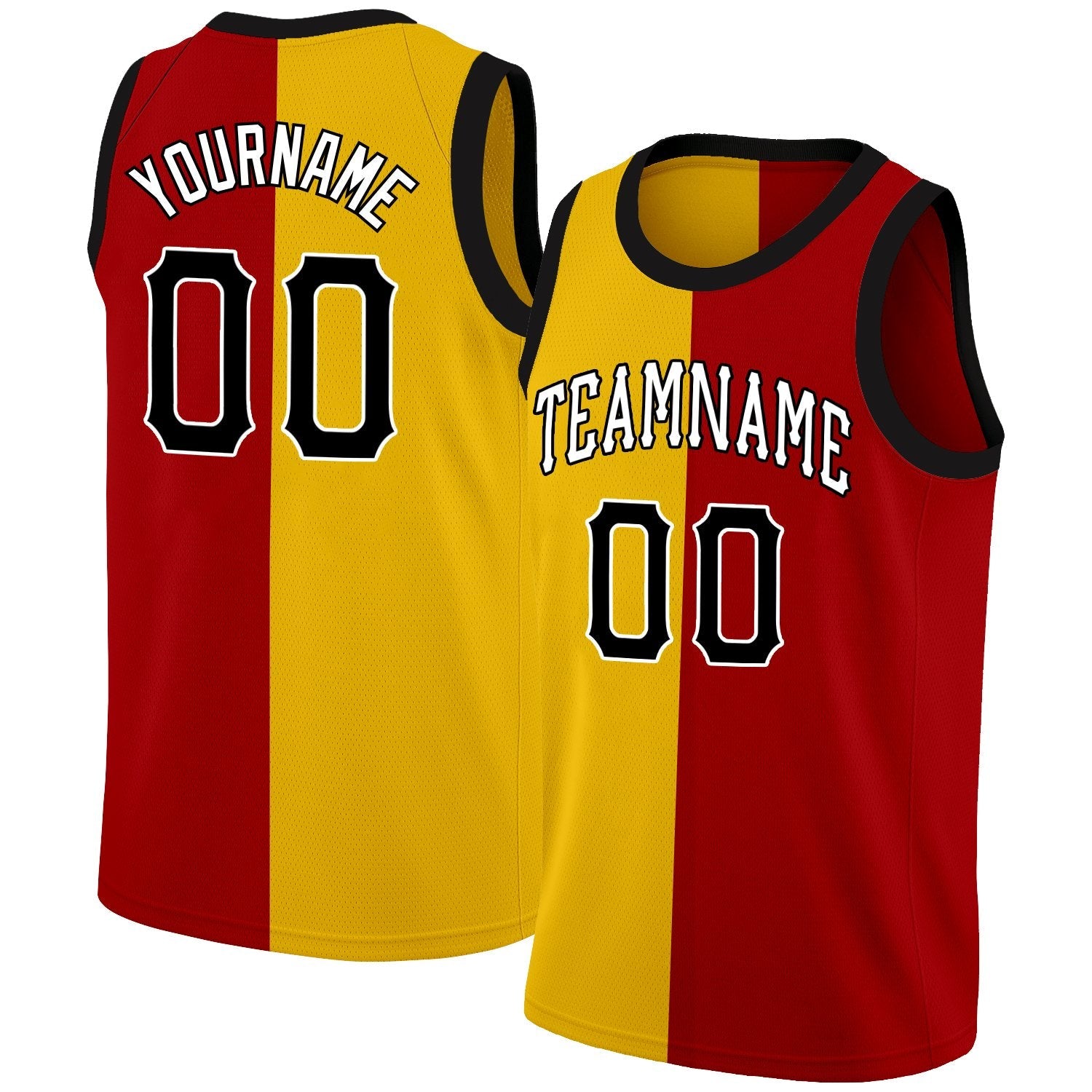 Custom Yellow Red-White Split Fashion Tops Basketball Jersey| KXKSHOP