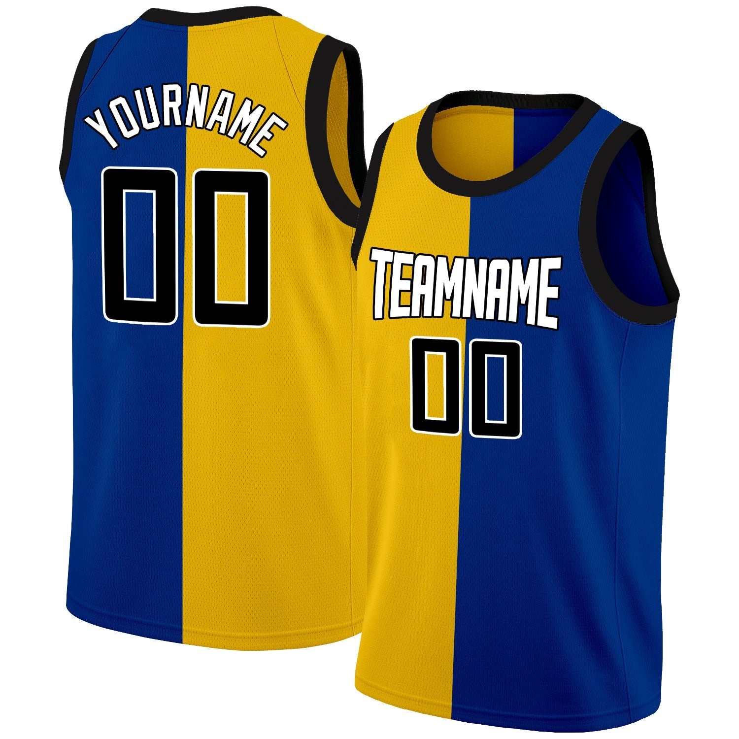 Custom Yellow Blue-White Split Fashion Tops Basketball Jersey| KXKSHOP
