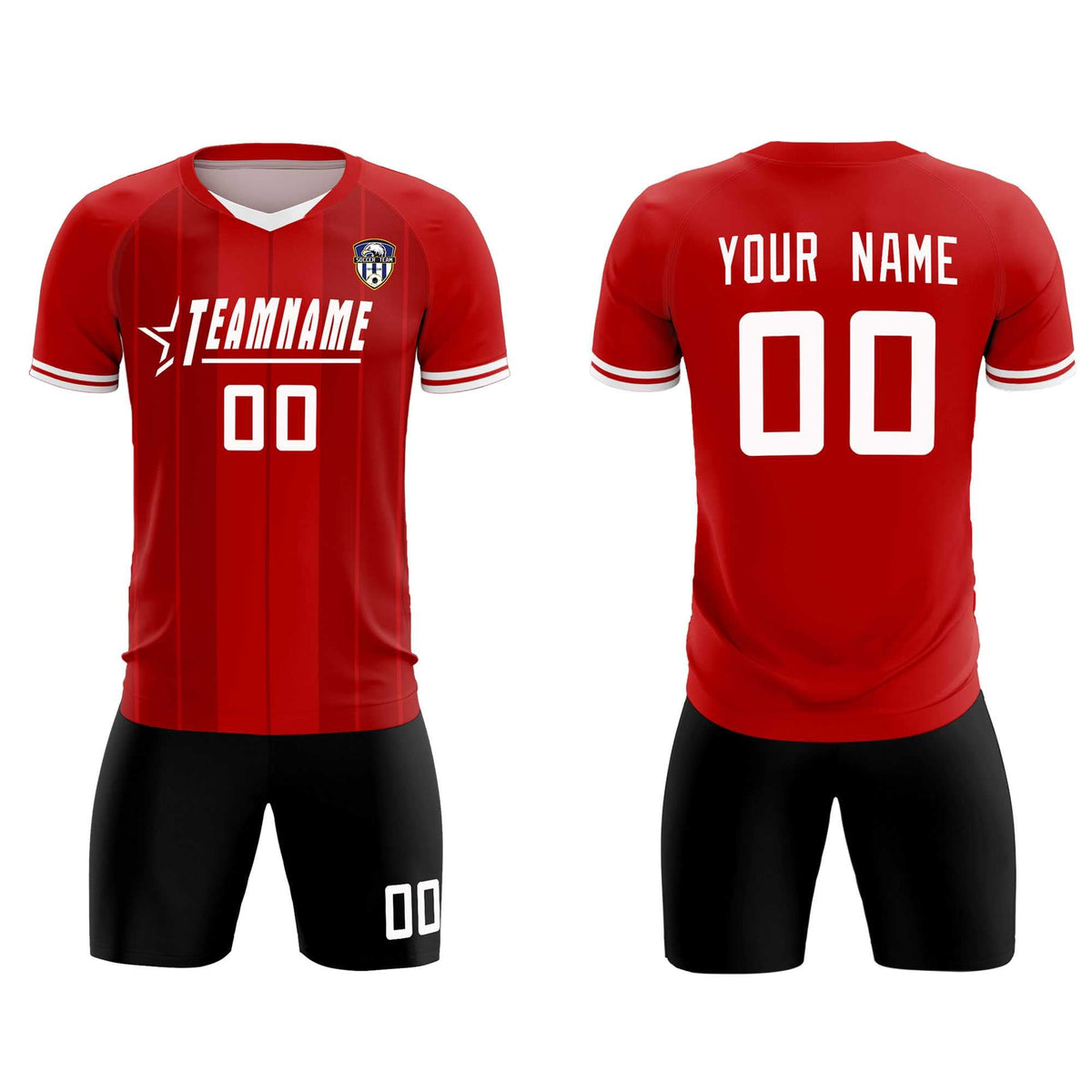 Custom Red Classic Striped Personalized Football Kit Jersey