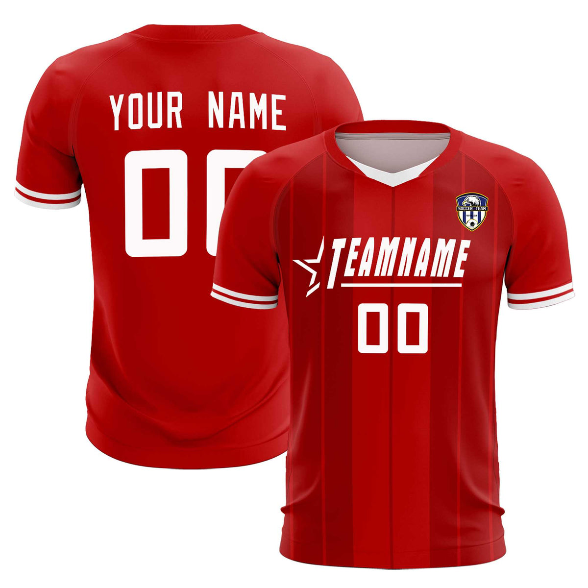 Custom Red Classic Striped Personalized Football Kit Jersey