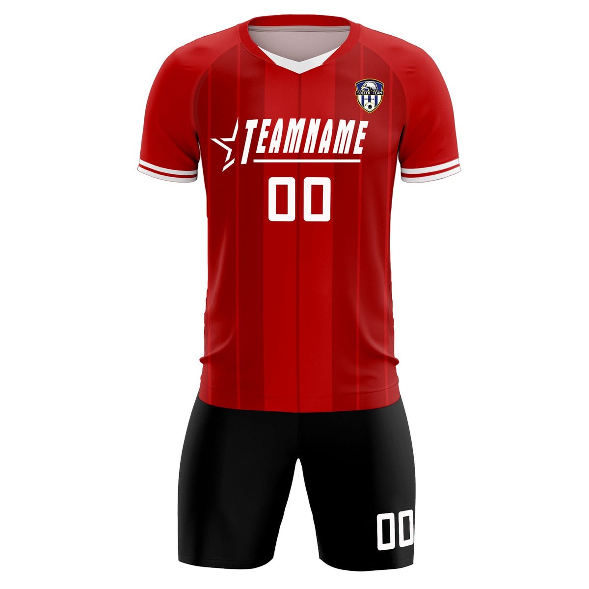 Custom Red Classic Striped Personalized Football Kit Jersey