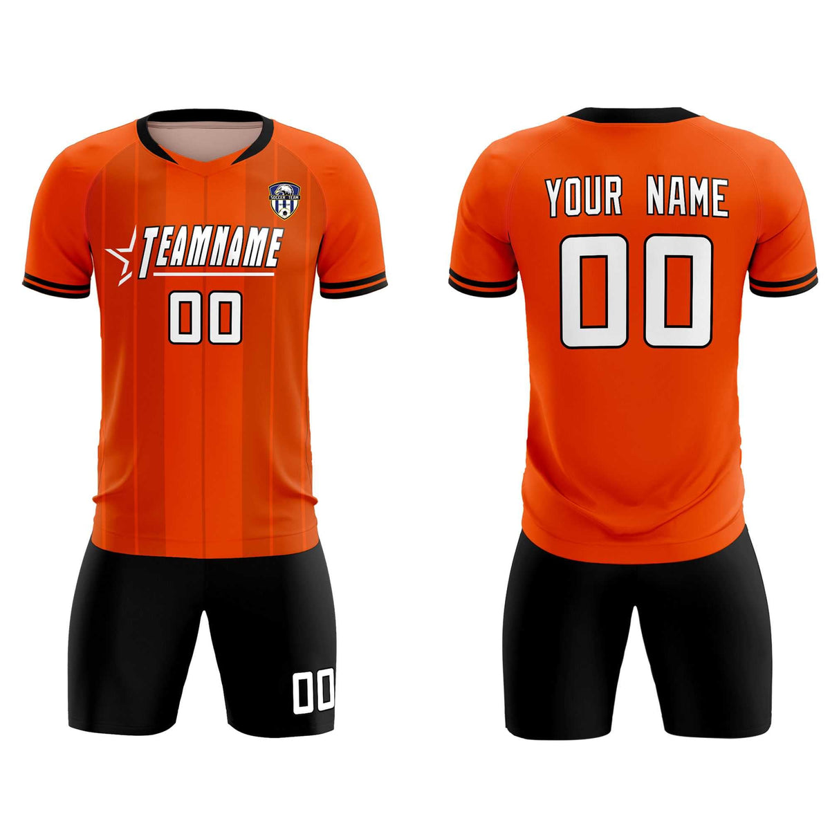 Custom Orange Classic Striped Personalized Football Kit Jersey