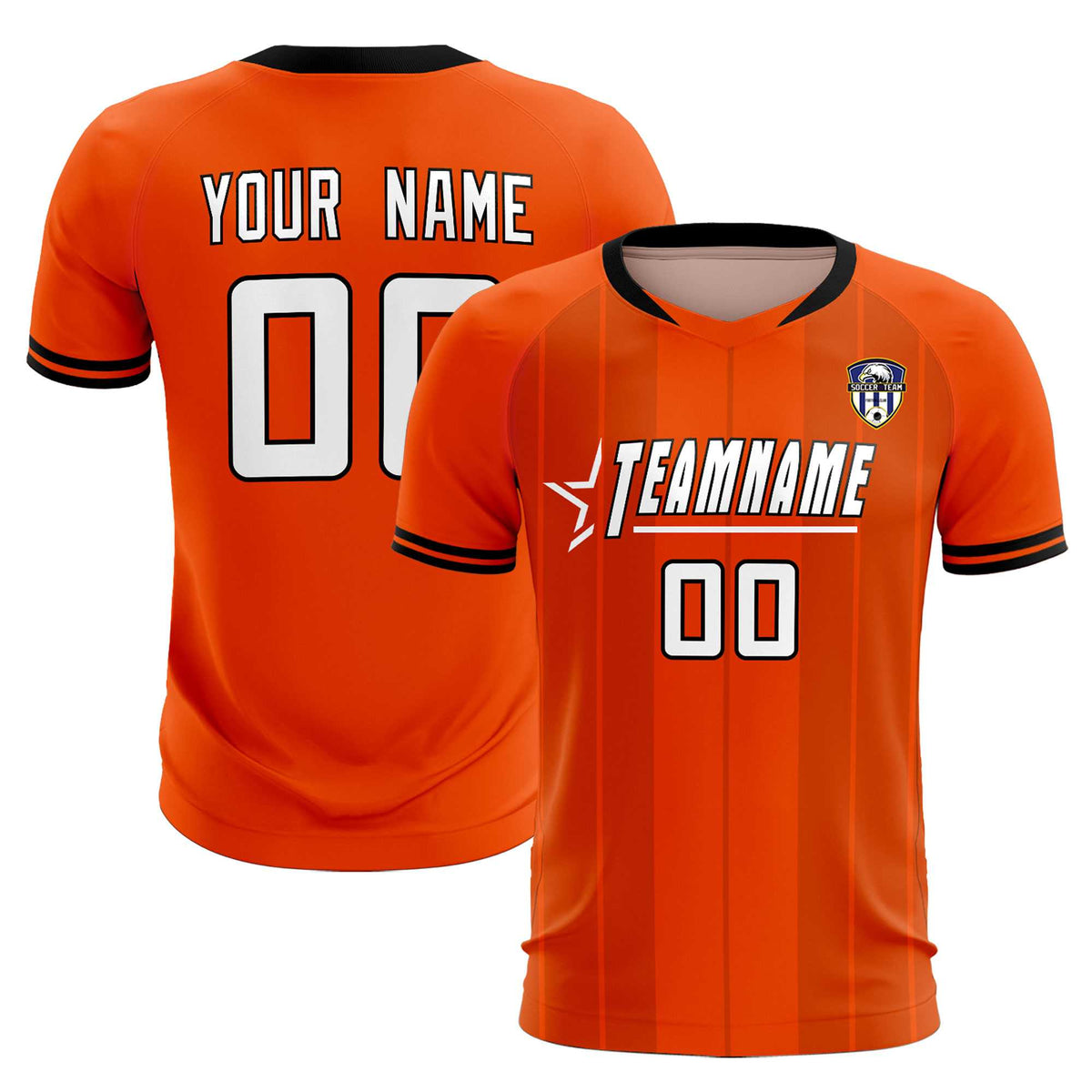 Custom Orange Classic Striped Personalized Football Kit Jersey