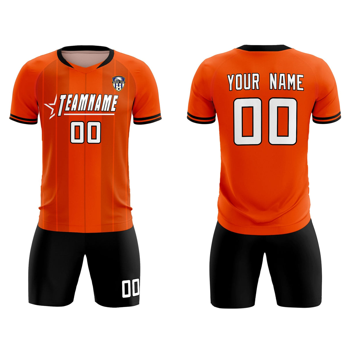 Custom Orange Classic Striped Personalized Football Kit Jersey