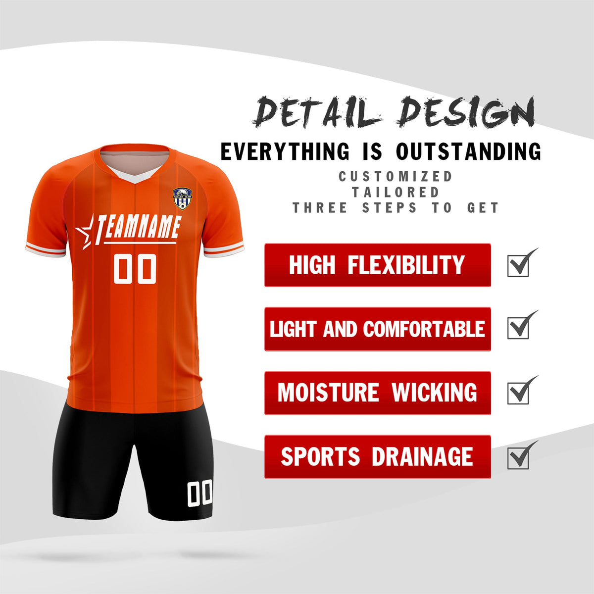 Custom Orange Classic Striped Personalized Football Kit Jersey