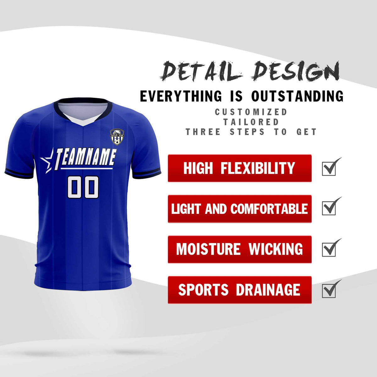 Custom Royal Classic Striped Personalized Football Kit Jersey