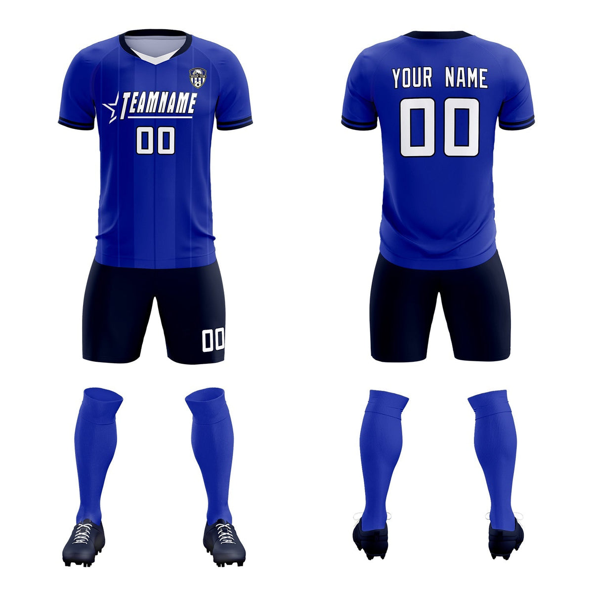 Custom Royal Classic Striped Personalized Football Kit Jersey