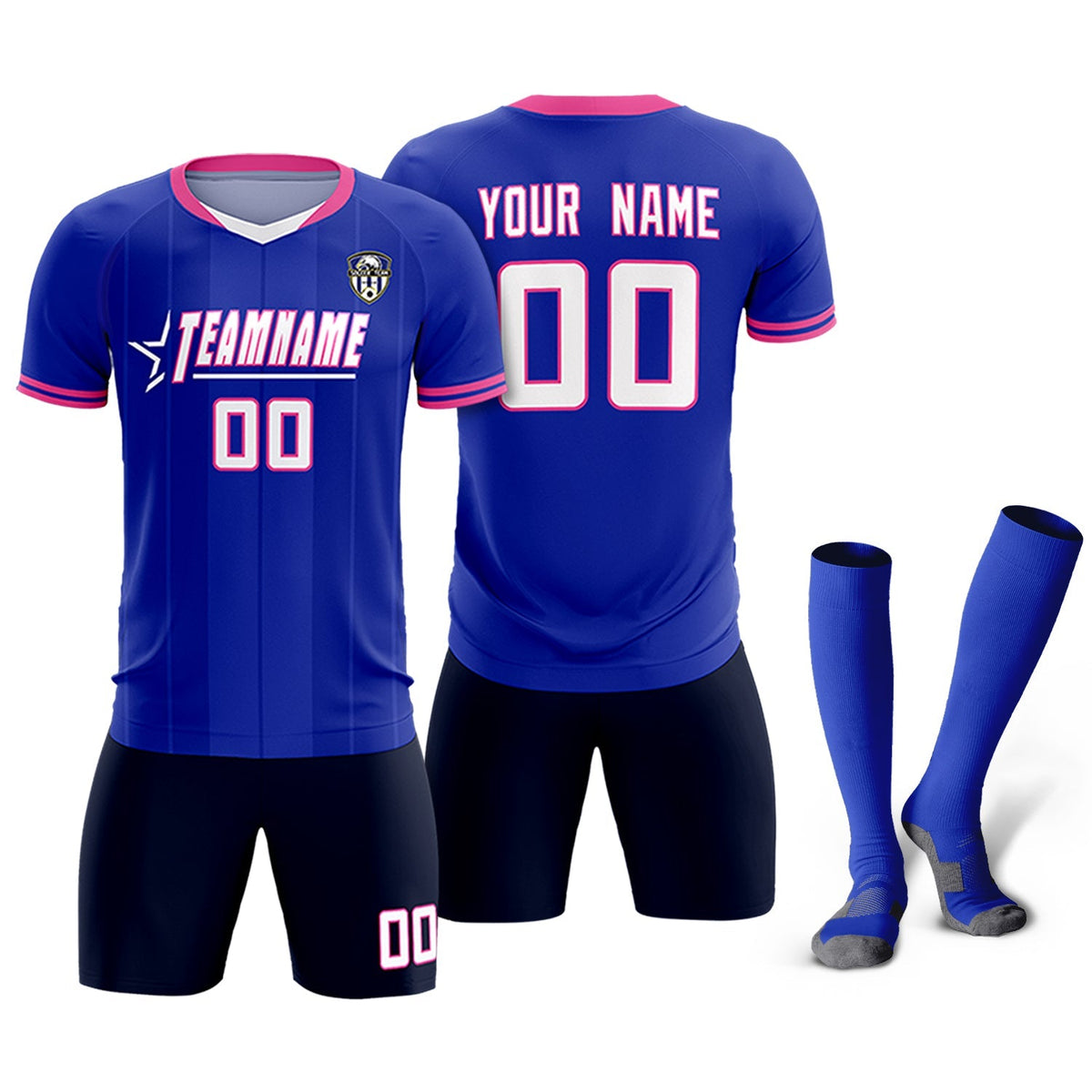 Custom Royal Classic Striped Personalized Football Kit Jersey