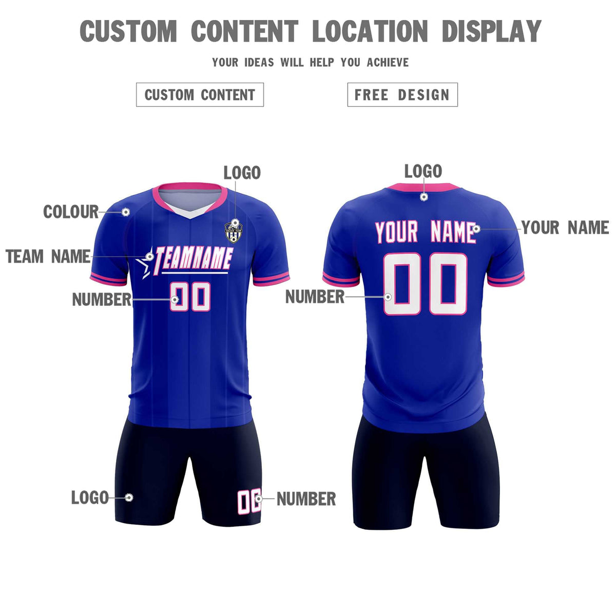 Custom Royal Classic Striped Personalized Football Kit Jersey